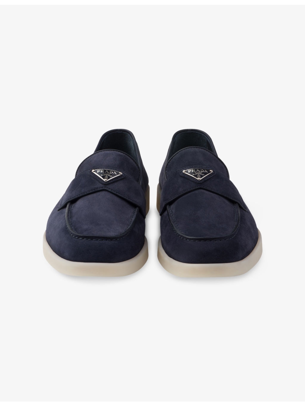 Triangle-plaque suede loafers - 4