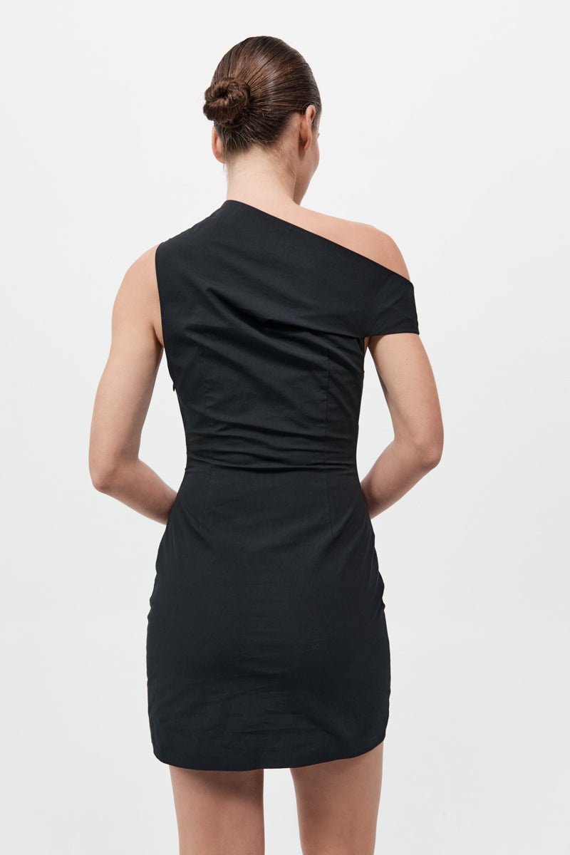 Soft Sculptural Mini Dress - Black - 7