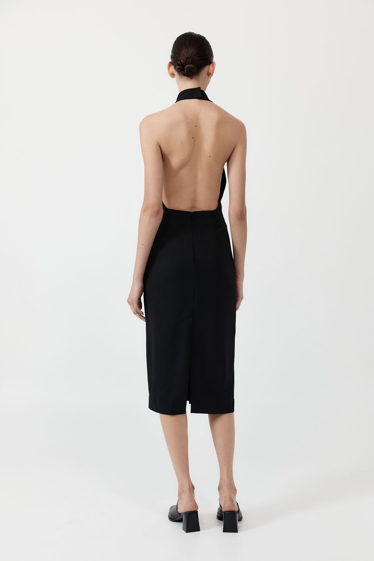Raw Edge Halter Dress - Black - 6