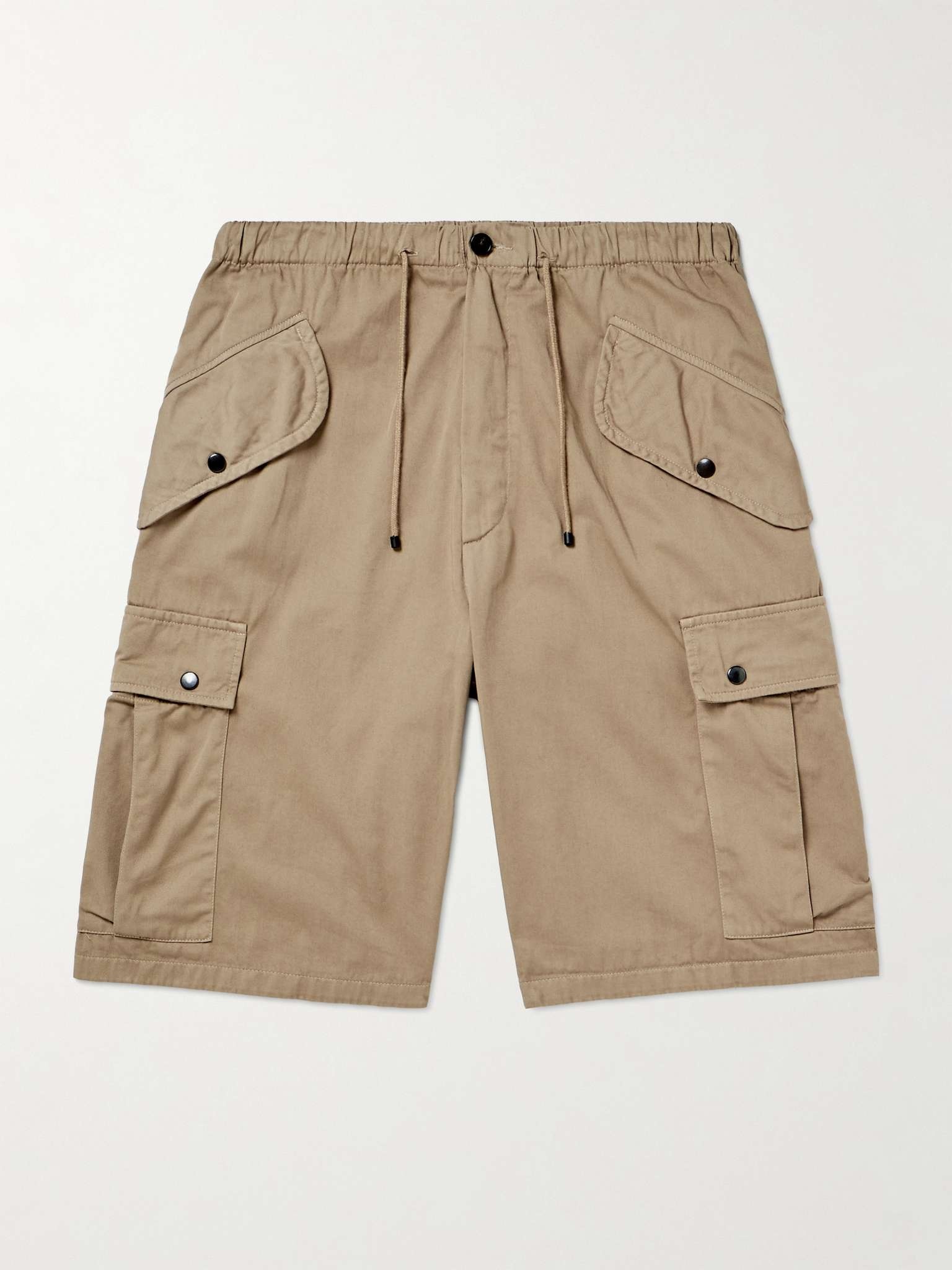 Straight-Leg Cotton-Gabardine Drawstring Cargo Shorts - 1