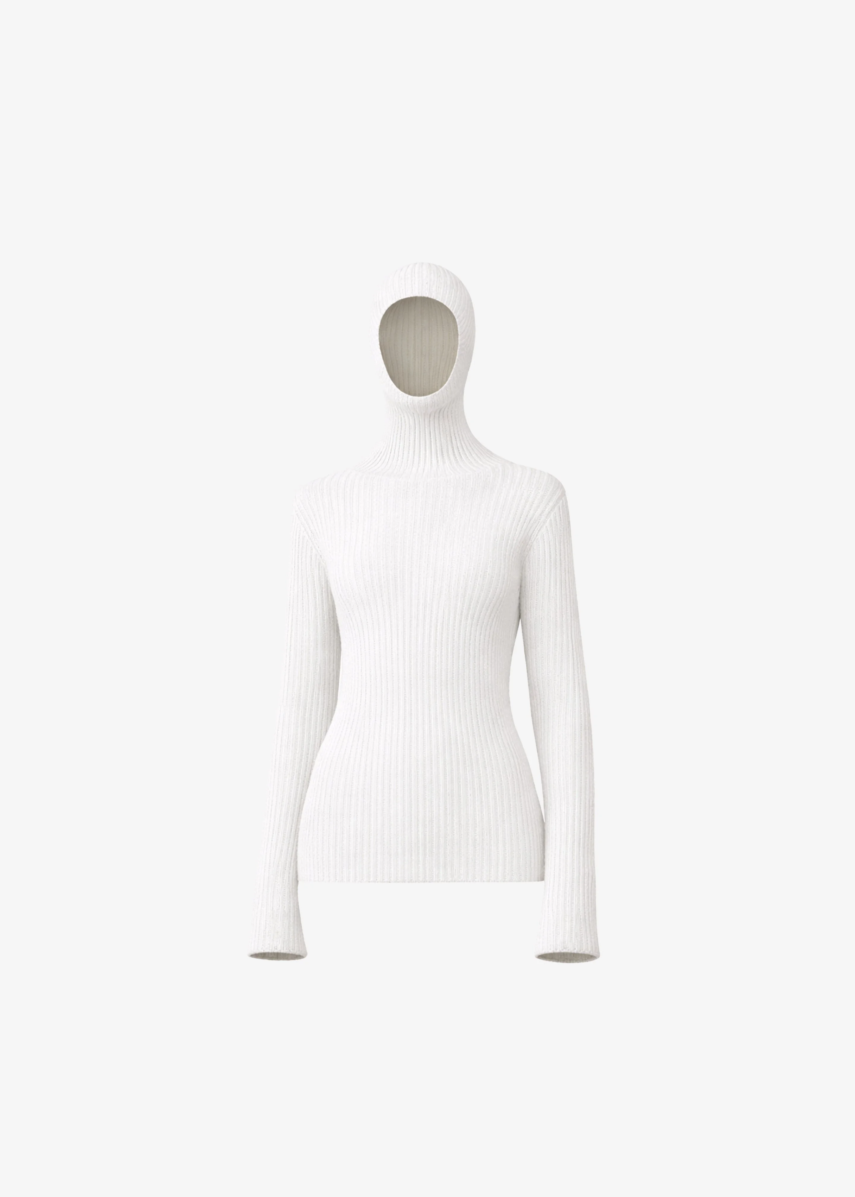 Larice Hooded Knit Top - White - 1