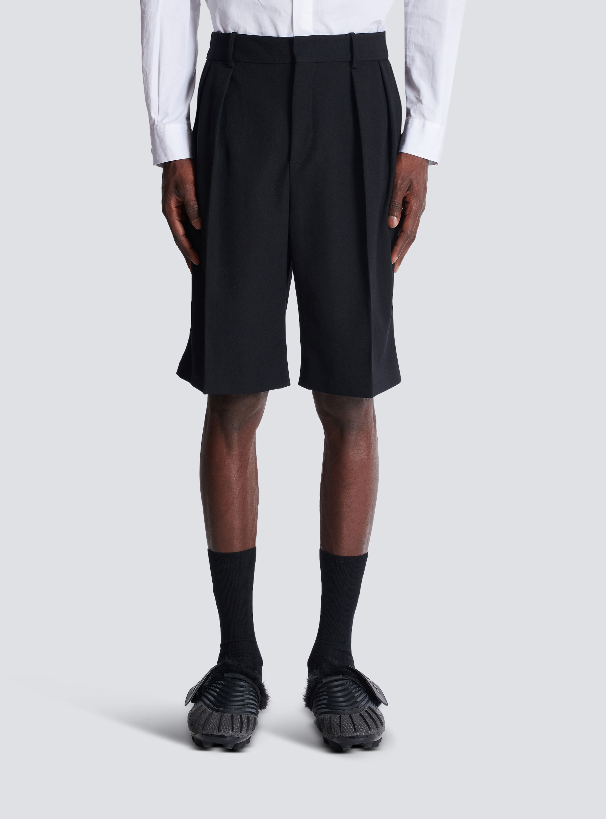 Grain de poudre pleated Bermuda shorts - 5
