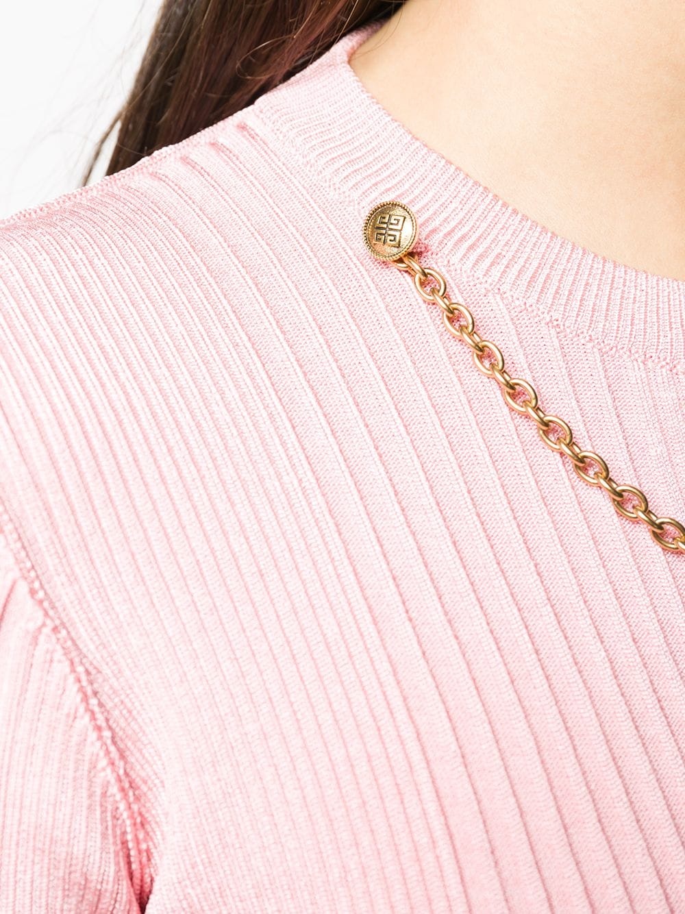 chain-detail ribbed-knit top - 5