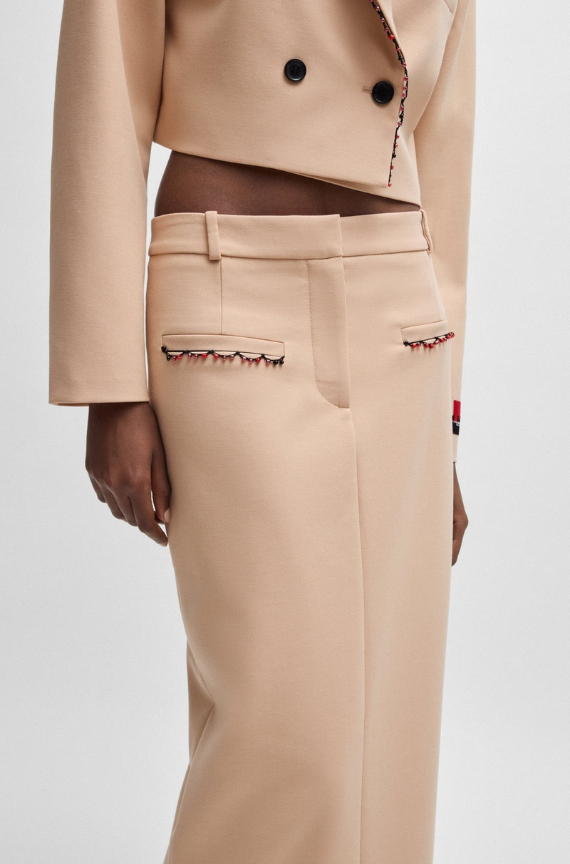 HUGO X LES BENJAMINS LOW-RISE PENCIL SKIRT WITH BEADED TRIMS 5