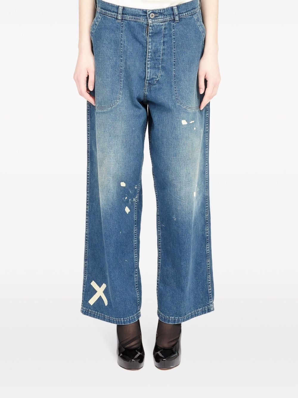 paint-splatter wide-leg jeans - 2