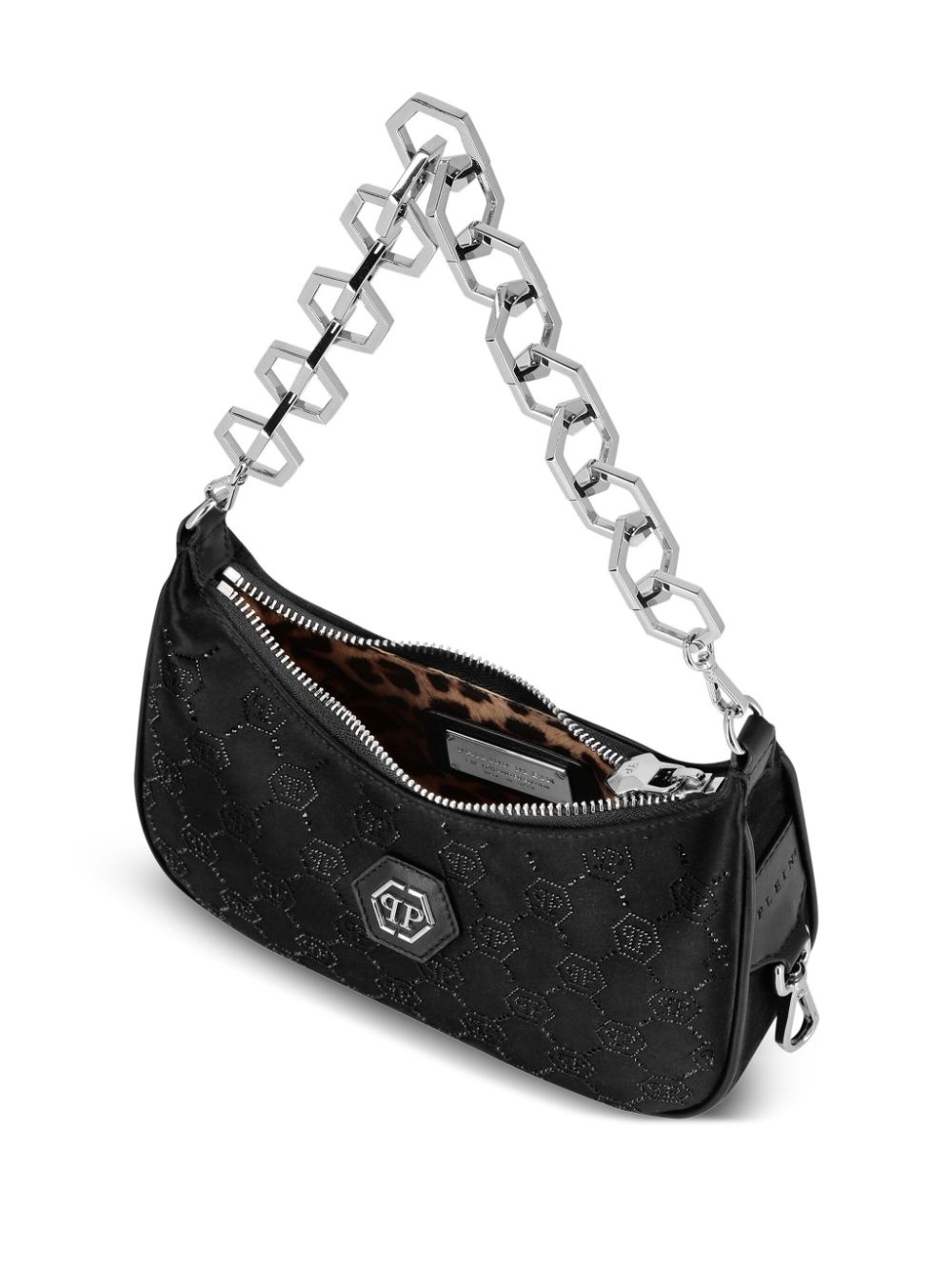 monogram-pattern satin shoulder bag - 3