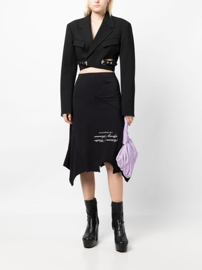 VETEMENTS asymmetric-hem logo-embroidered skirt outlook
