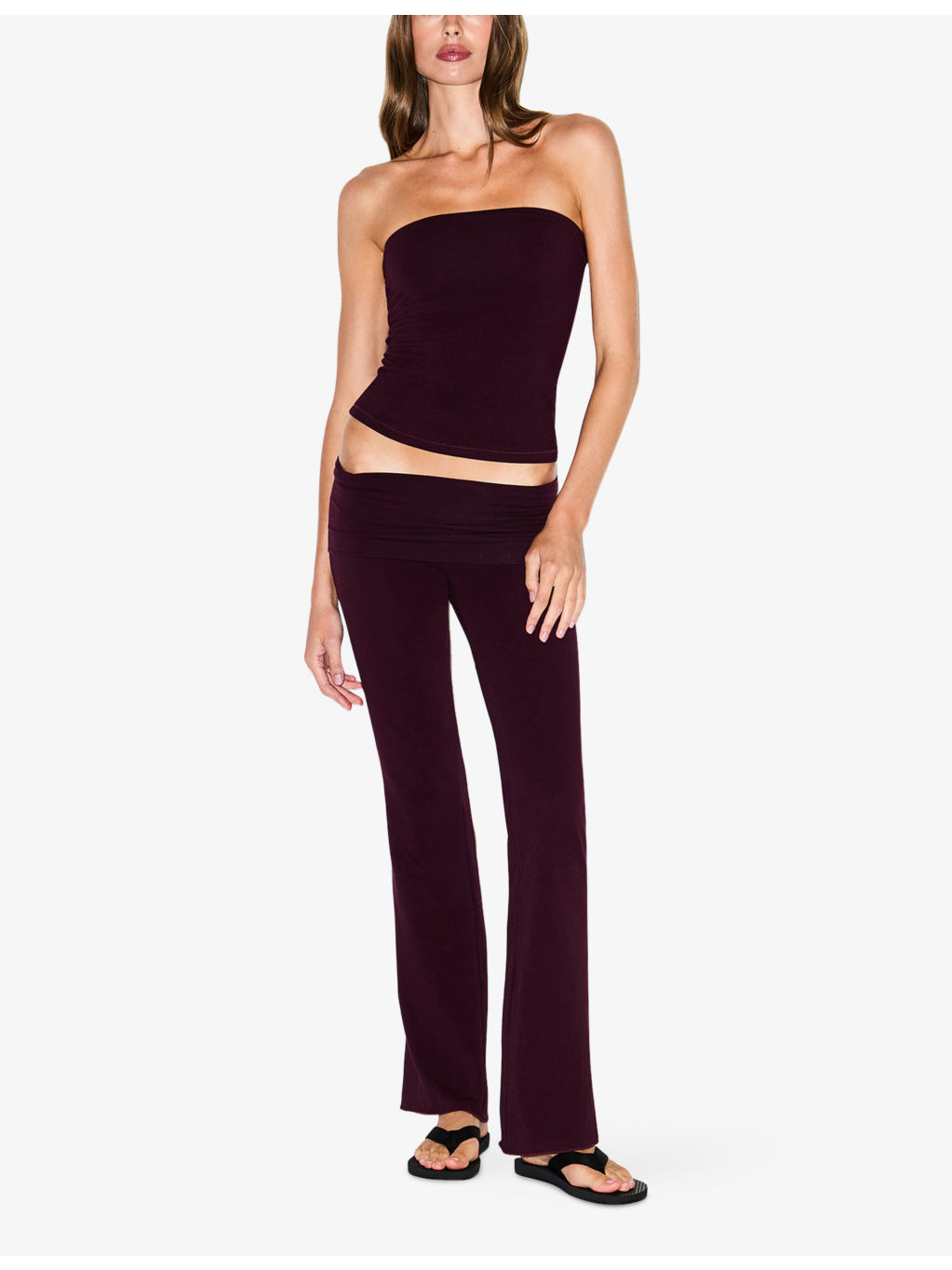 Foldover Flared-Leg Cotton-Jersey Trousers - 2