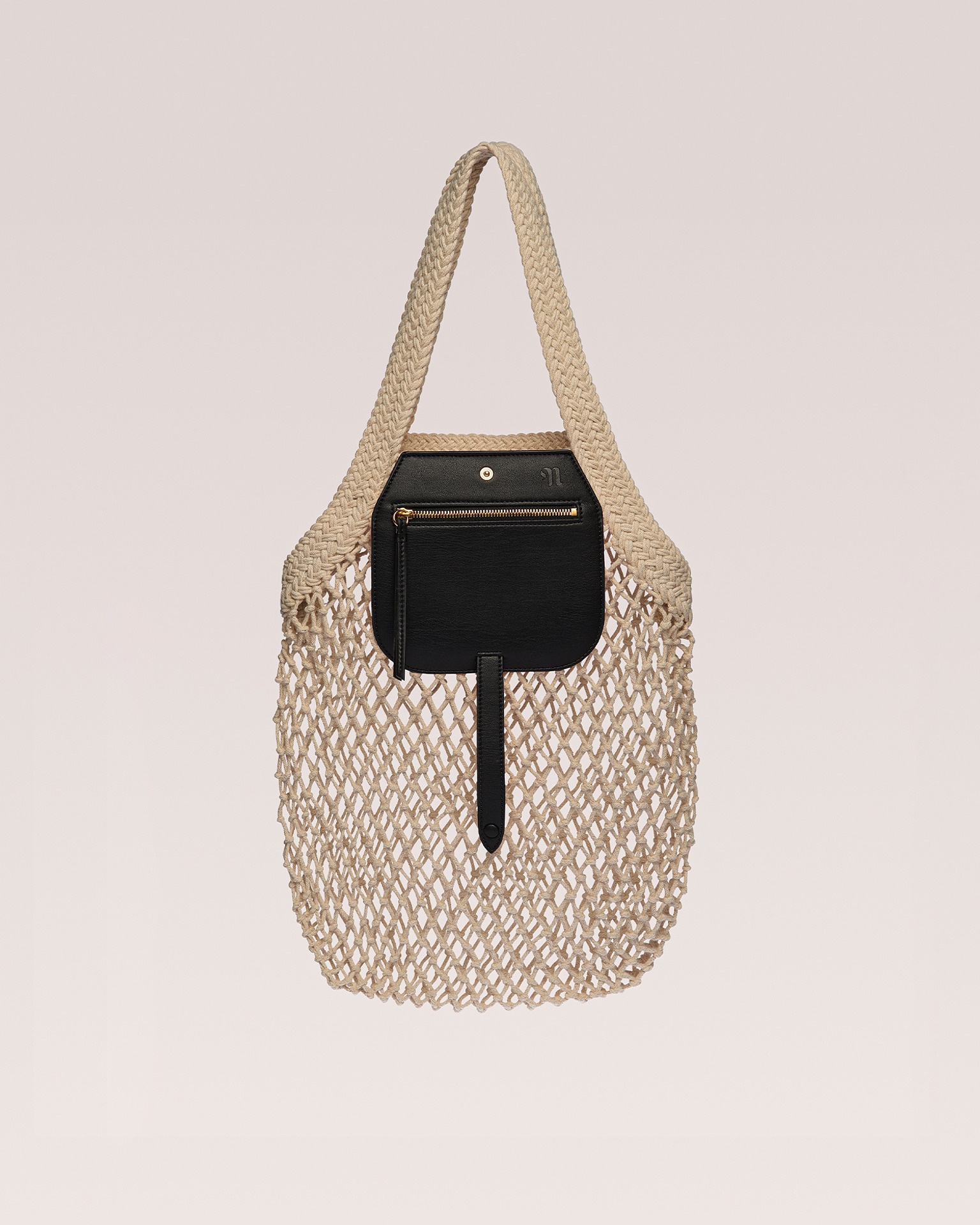 RUBA - Cotton mesh shopping tote - Black/Creme - 1