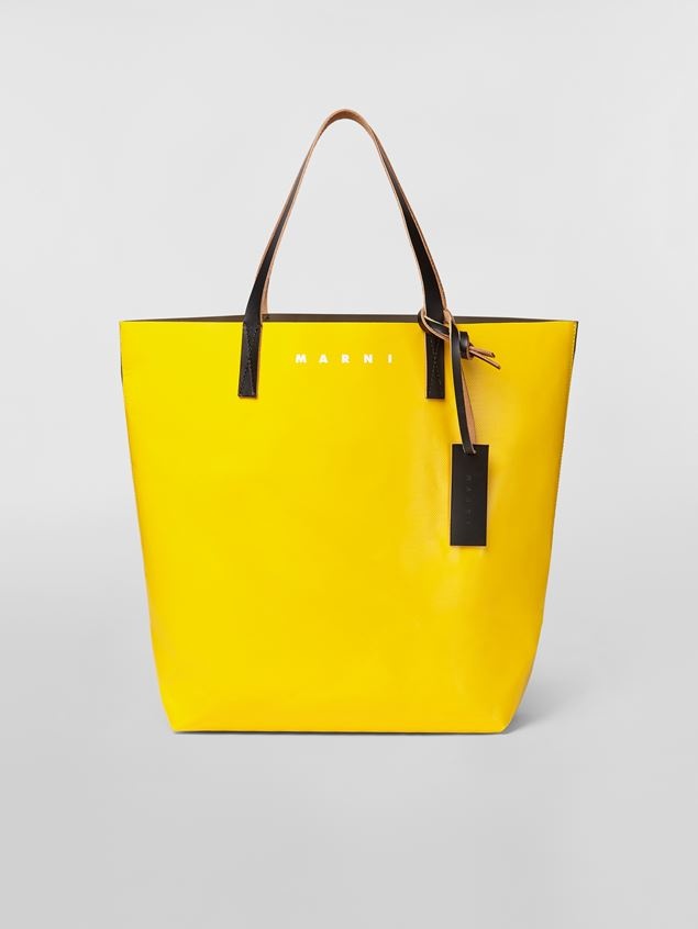 TRIBECA SHOPPING BAG IN YELLOW AND BEIGE PVC - 1