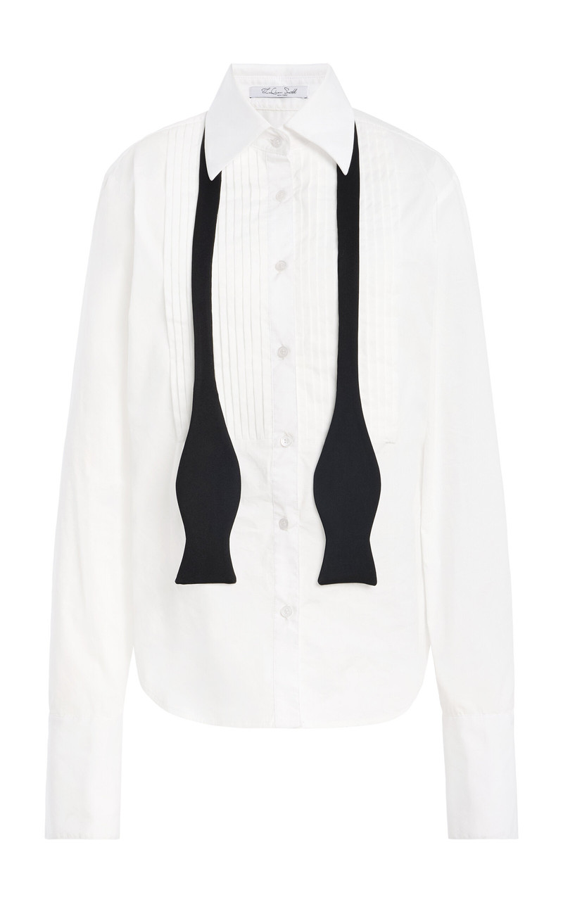 Tie-Detailed Cotton Shirt Dress white 1