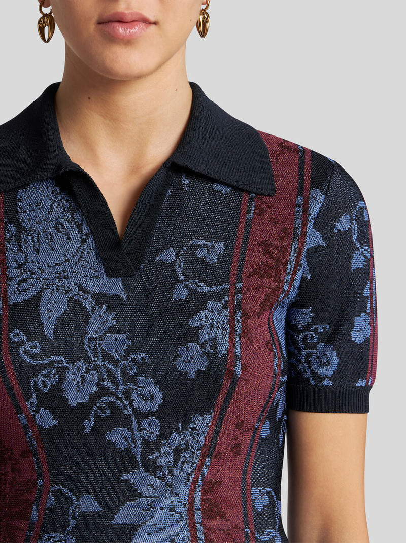 Etro KNIT JACQUARD POLO SHIRT WITH FLORAL MOTIF outlook