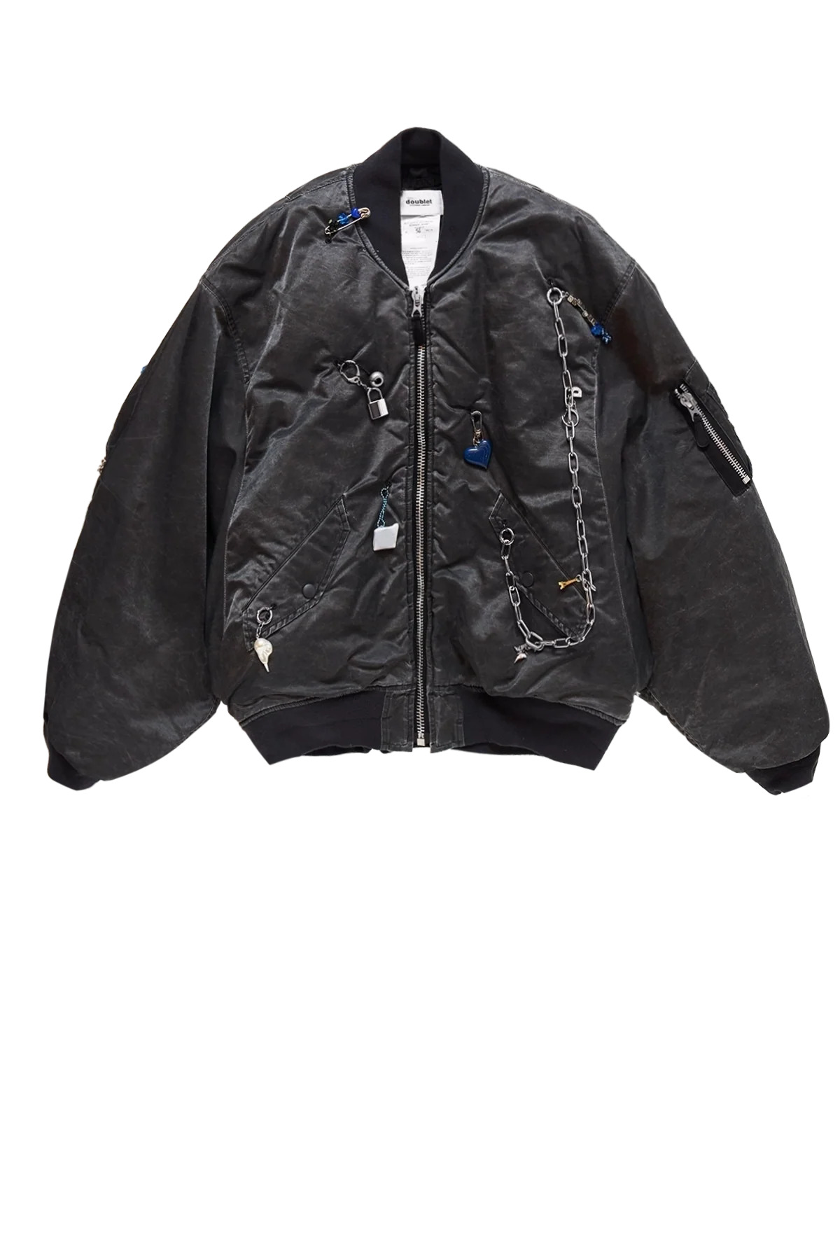 Doublet Key Chain Decorated Bomber Jacket Black - 1