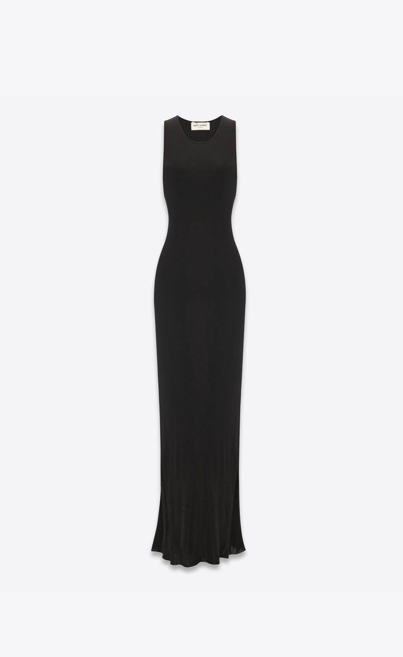 long tank dress in shiny jersey - 1