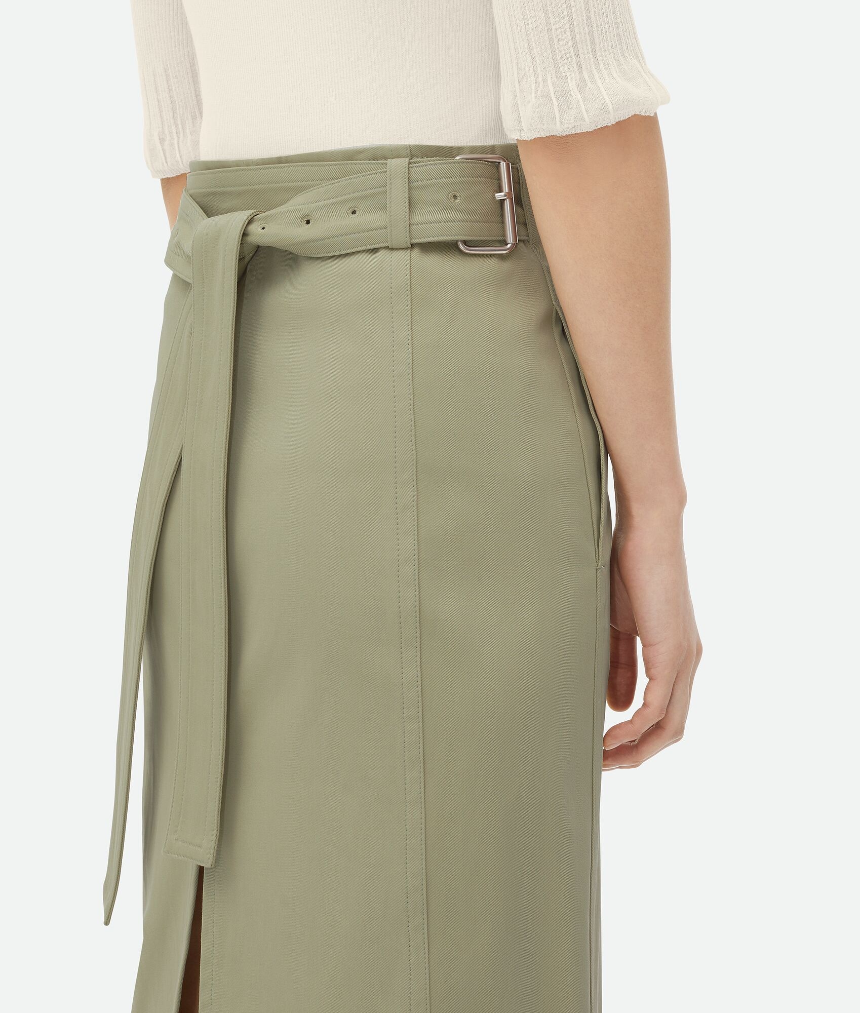 Cotton Twill Midi Skirt - 4