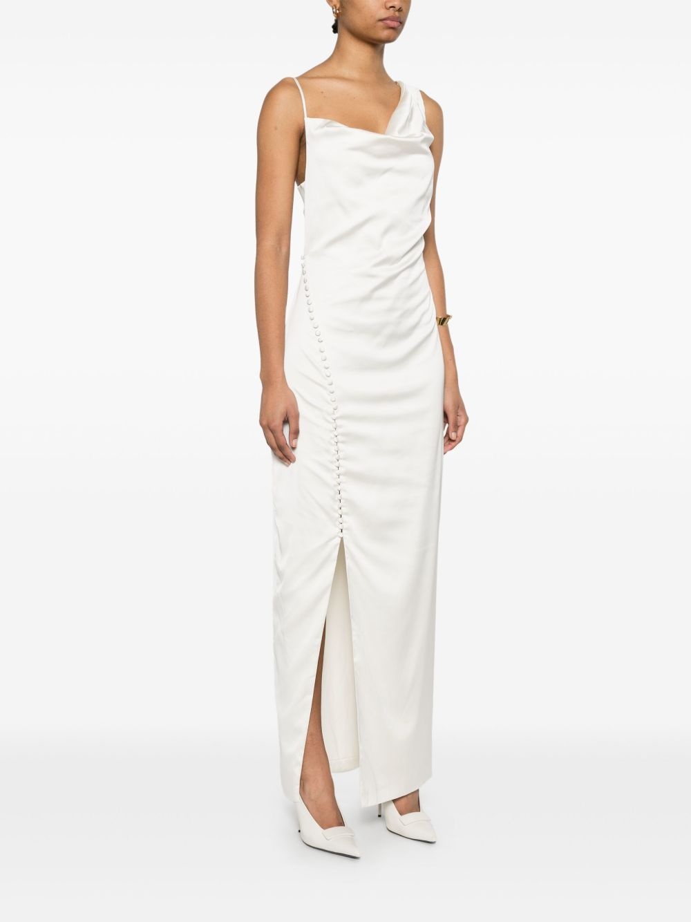 draped satin dress - 3