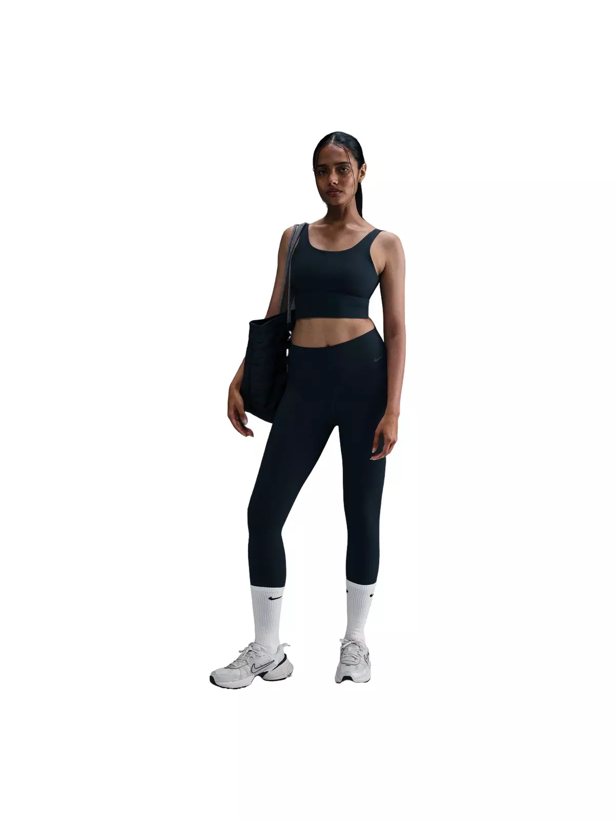 Women's Zenvy Ribbed Light-Support Padded Longline Sports Bra - Blue - 4