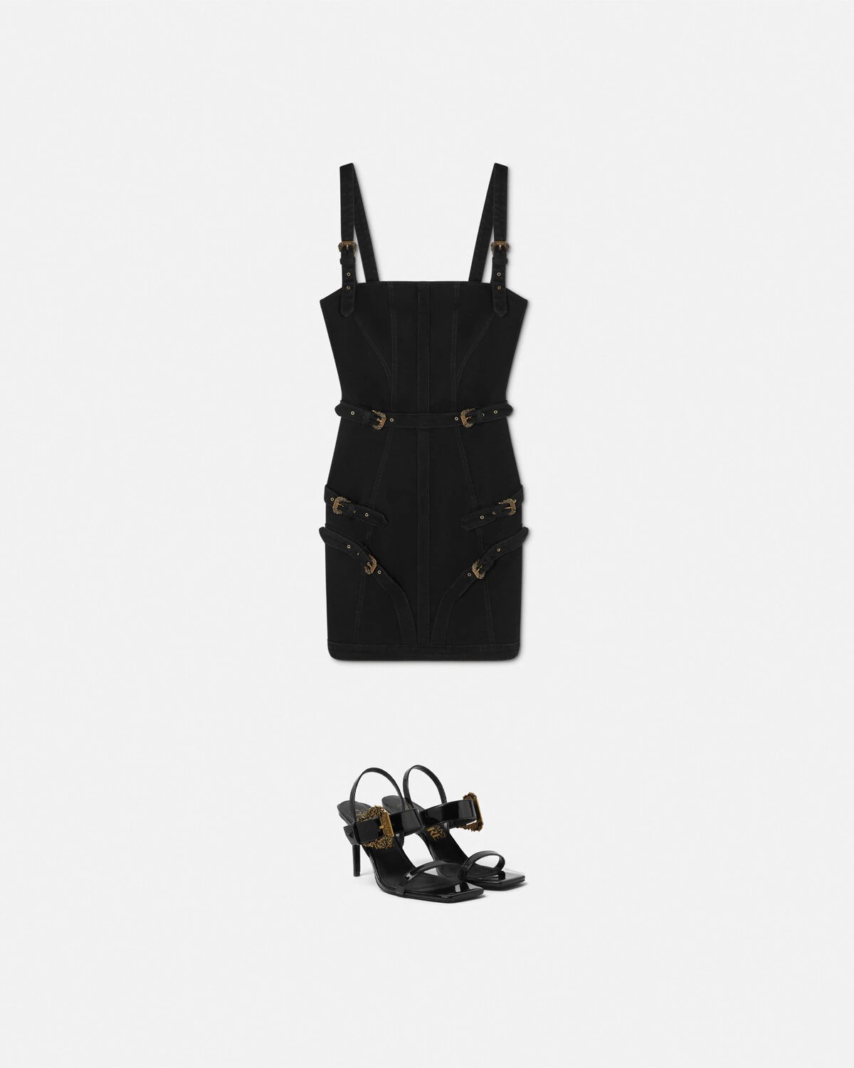 Baroque Buckle Denim Mini Dress - 2