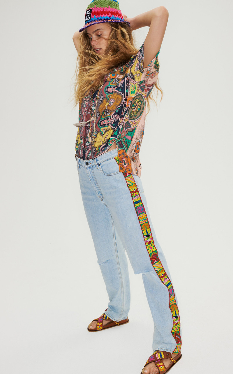 Etro Embroidered Mid-Rise Straight-Leg Jeans light wash outlook