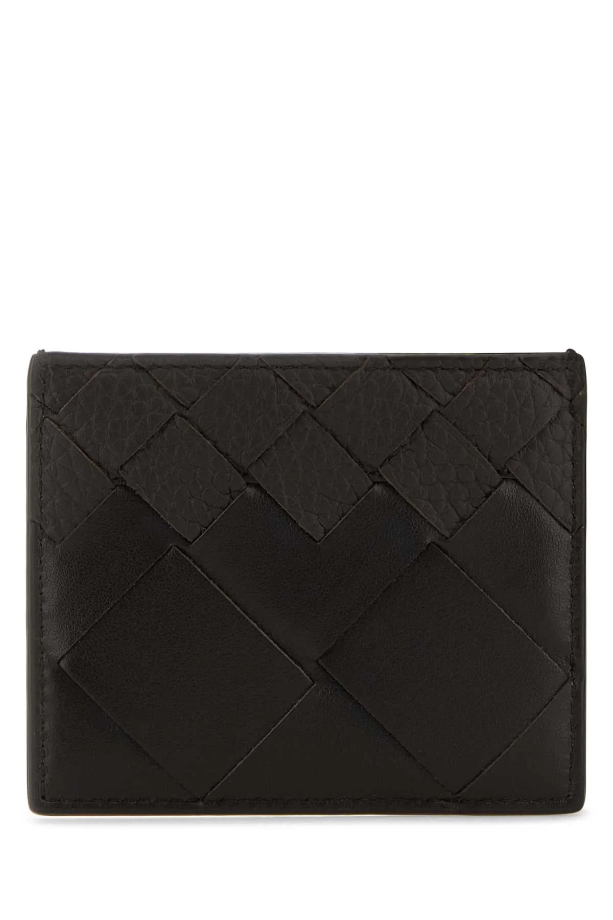 Bottega Veneta Men Dark Brown Leather Intrecciato Card Holder - 1