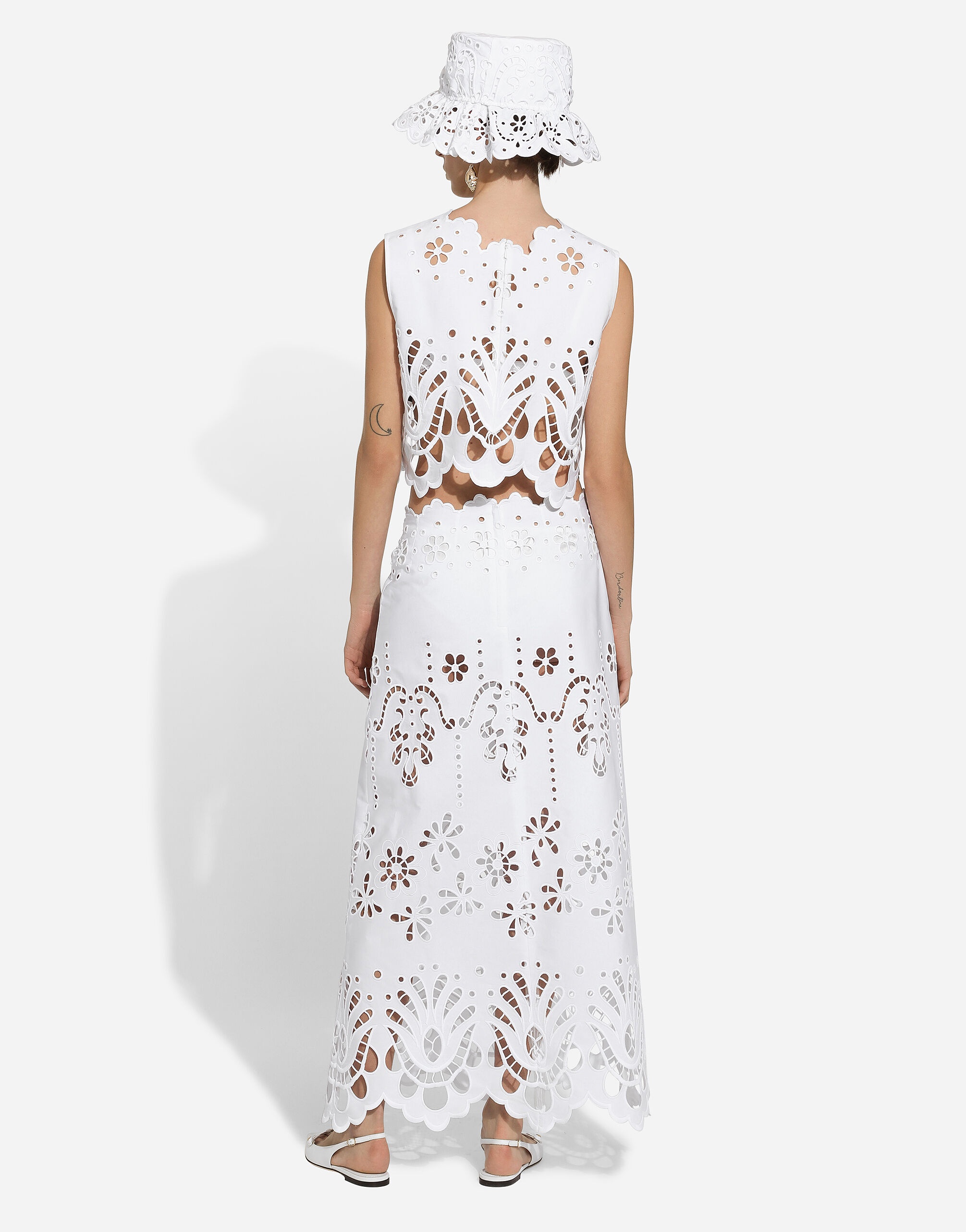 Cotton calf-length skirt with cut-out detailing - 3