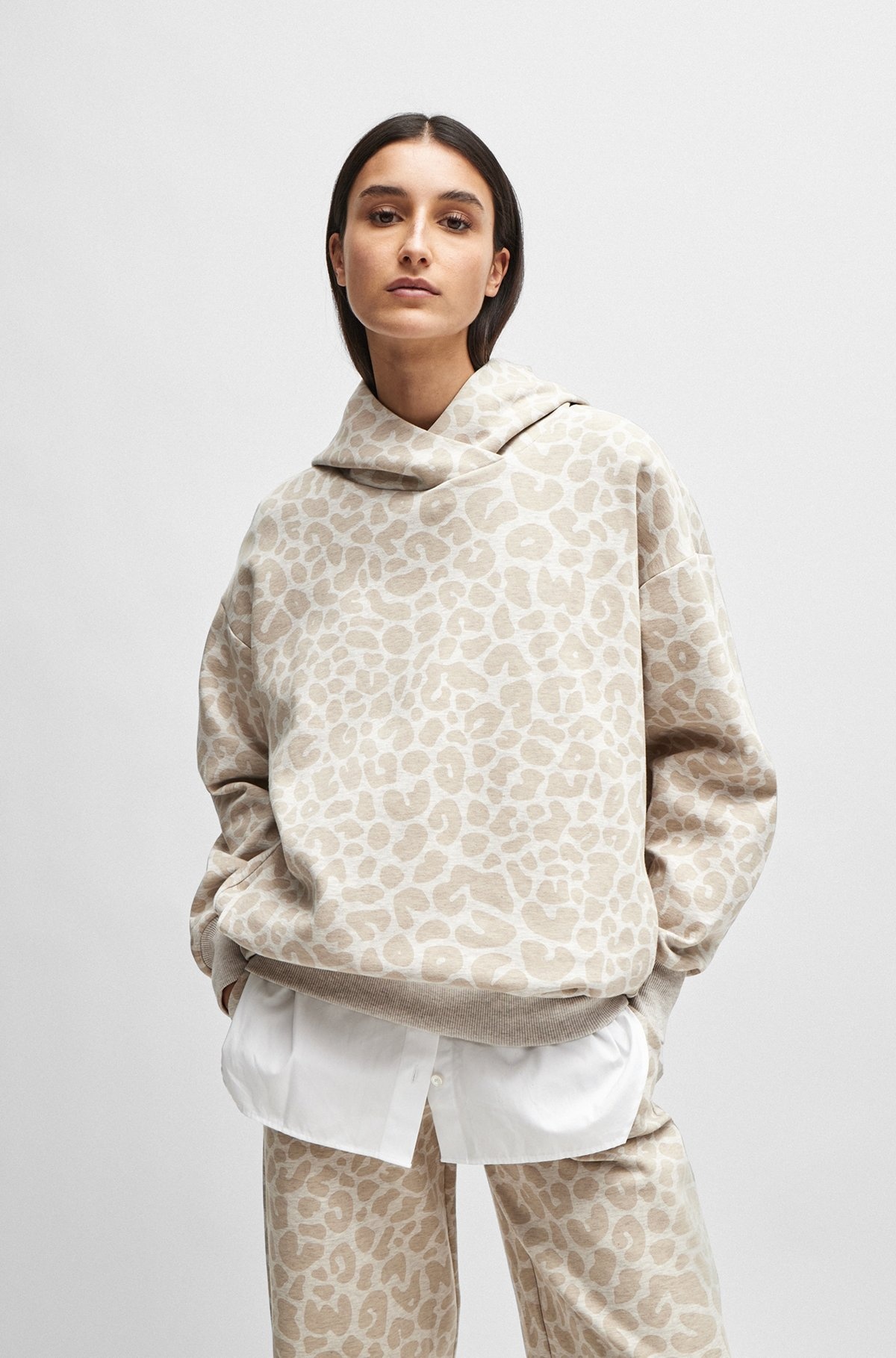 NAOMI X BOSS LONGLINE HOODIE WITH LEOPARD PATTERN - 2