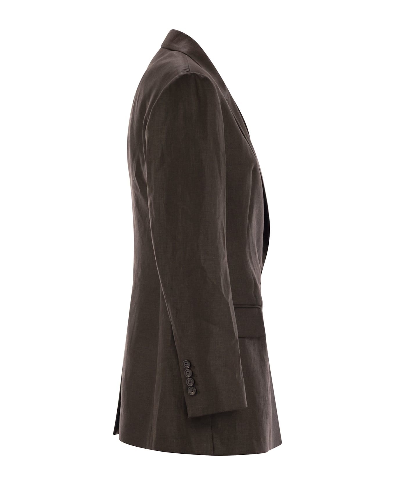 Shiny Linen Twill Jacket With Necklace - 3