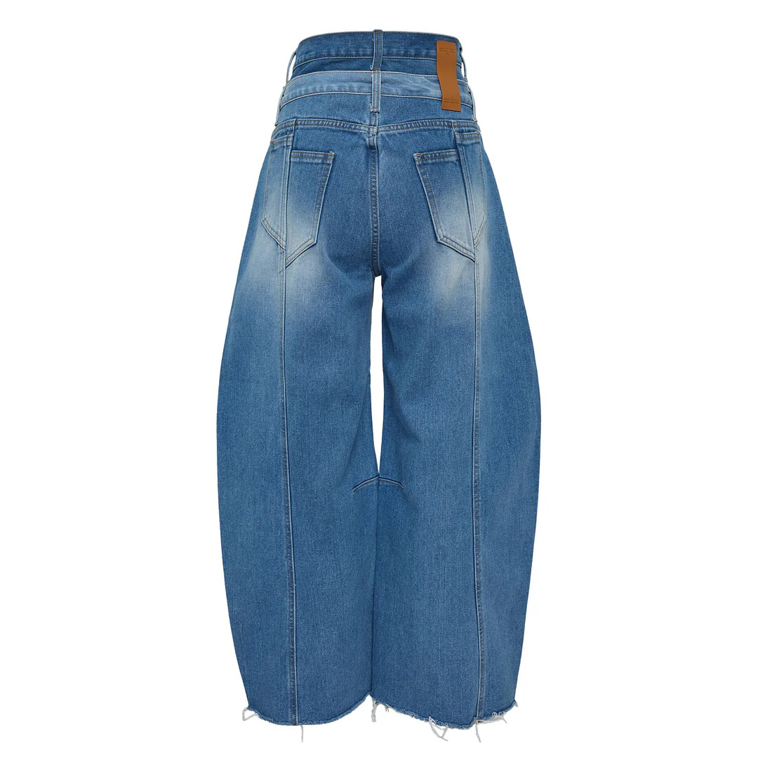Balloon Shaped Layered Denim Pants - 2