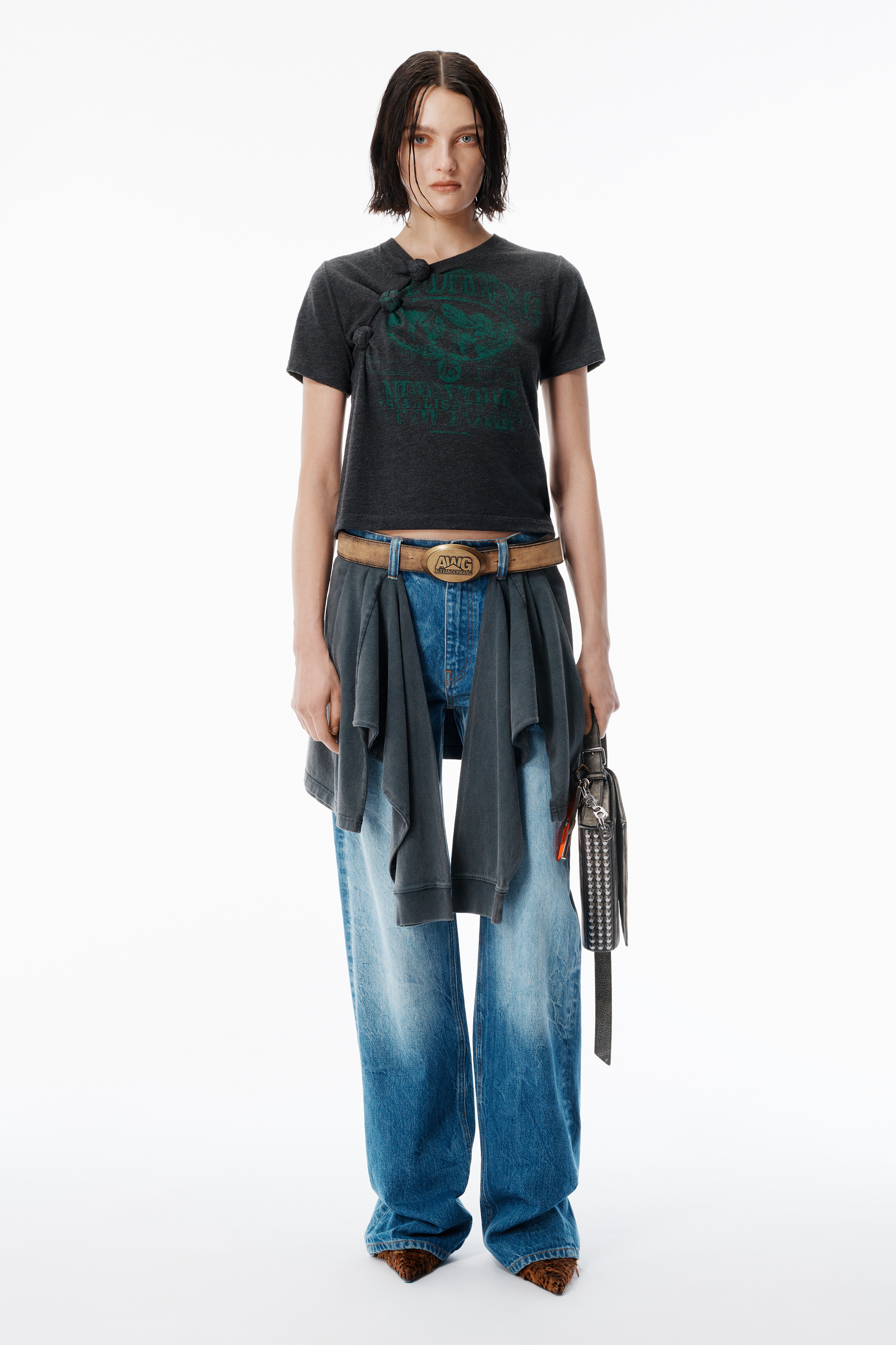 Black Burnout Sheer Jersey Tee - 5