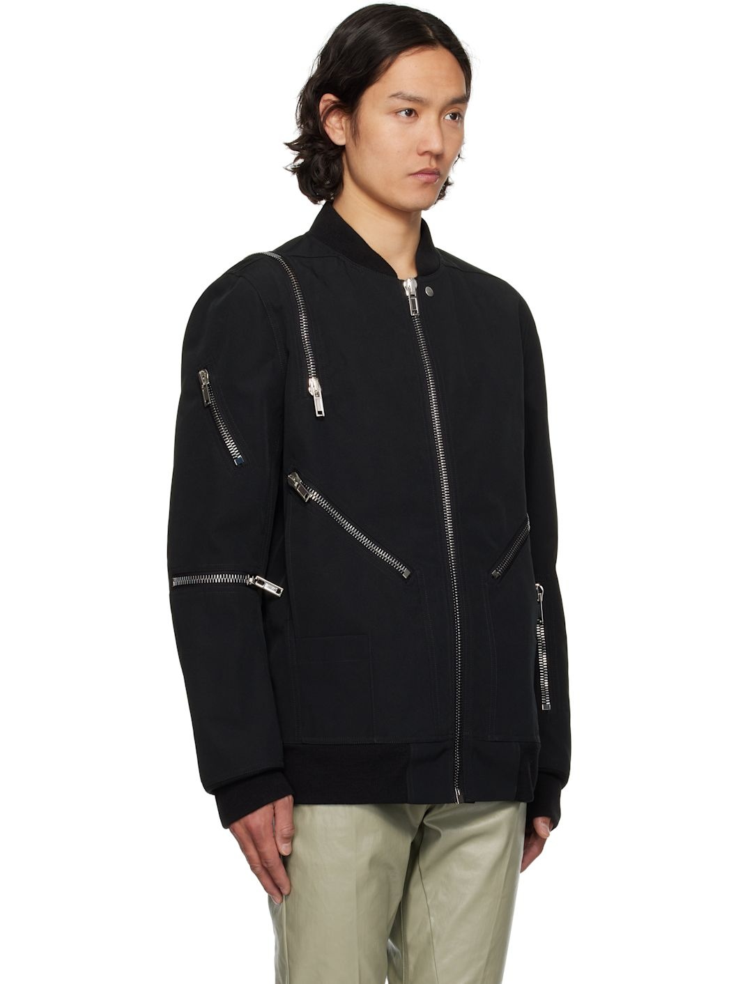 Black Hollywood Jumbo Headon Flight Jacket - 2