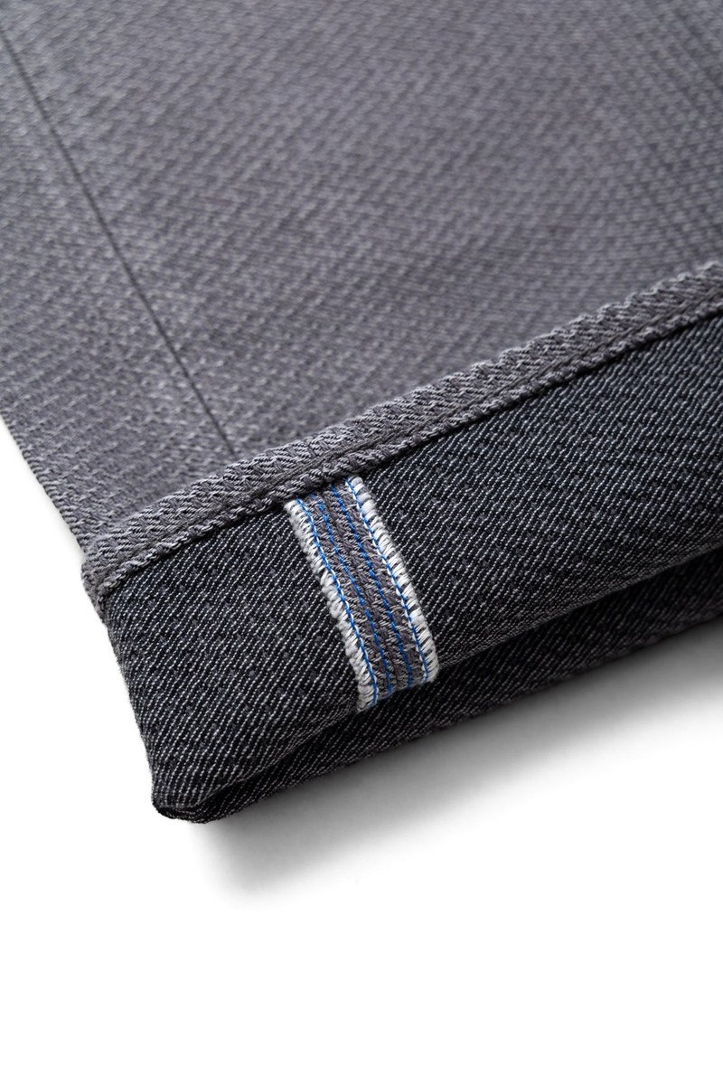 1178-GRY 12oz Sashiko 5P Pants Regular Fit - Heather Grey x Black 12