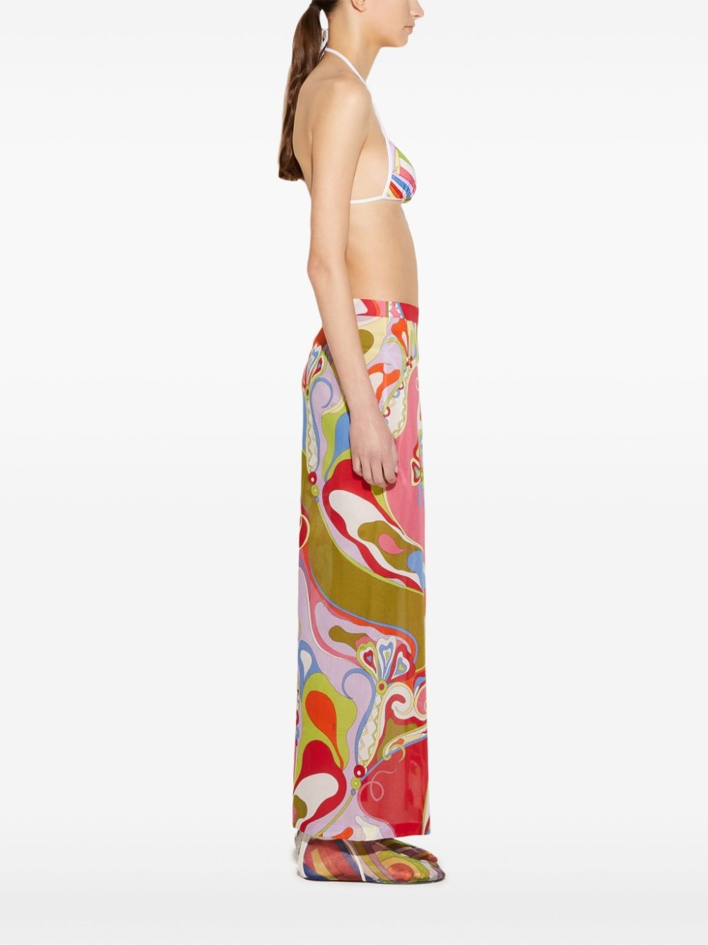 orchidee-print wrap skirt - 3