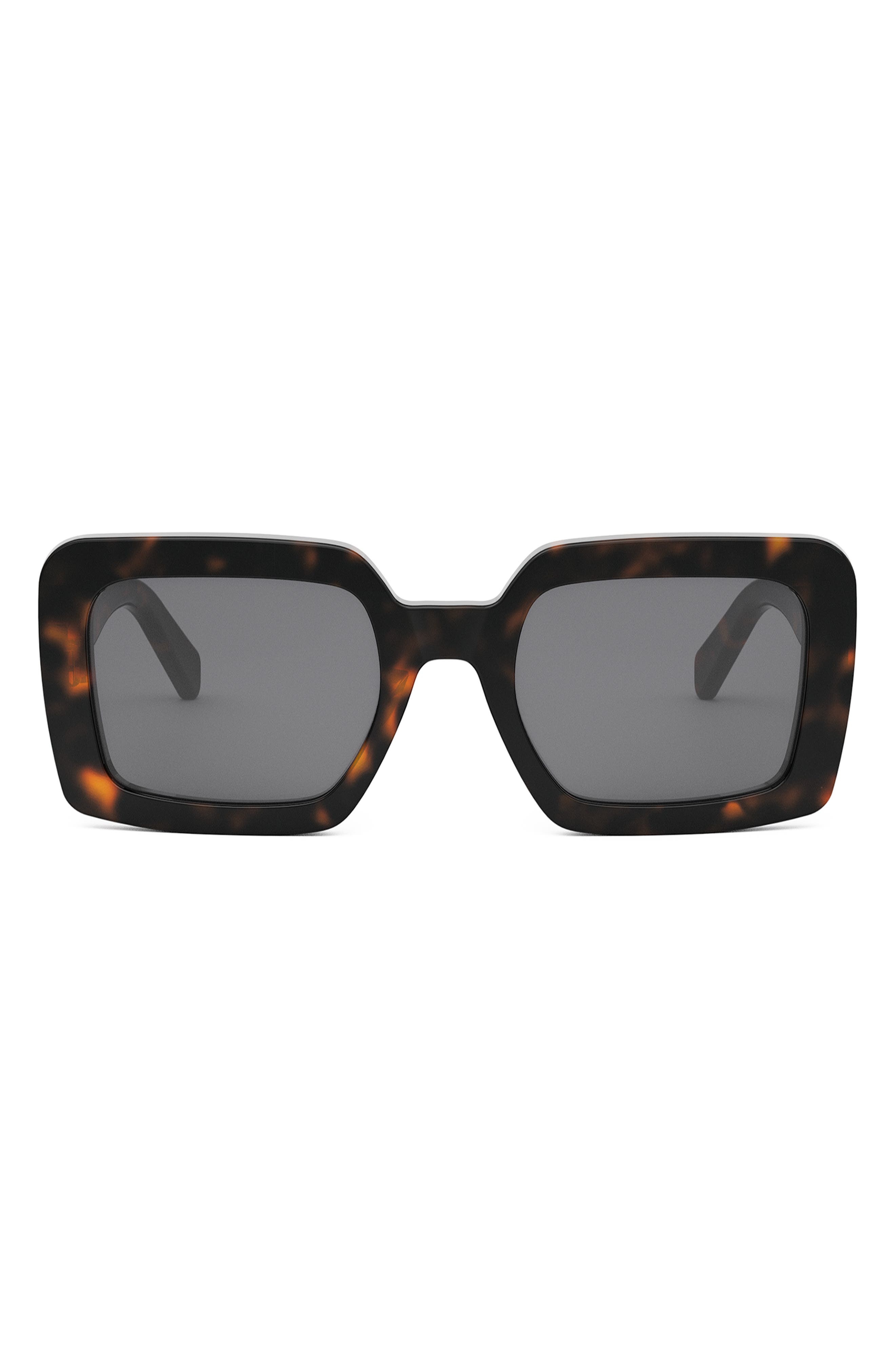 CELINE Triomphe 56mm Square Sunglasses in Dark Havana /Smoke at Nordstrom - 1