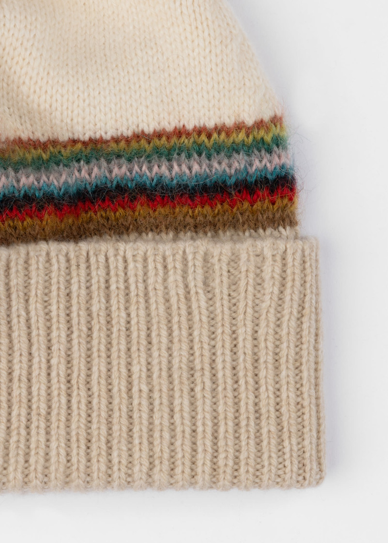 Paul Smith Oatmeal 'Signature Stripe' Wool Beanie outlook