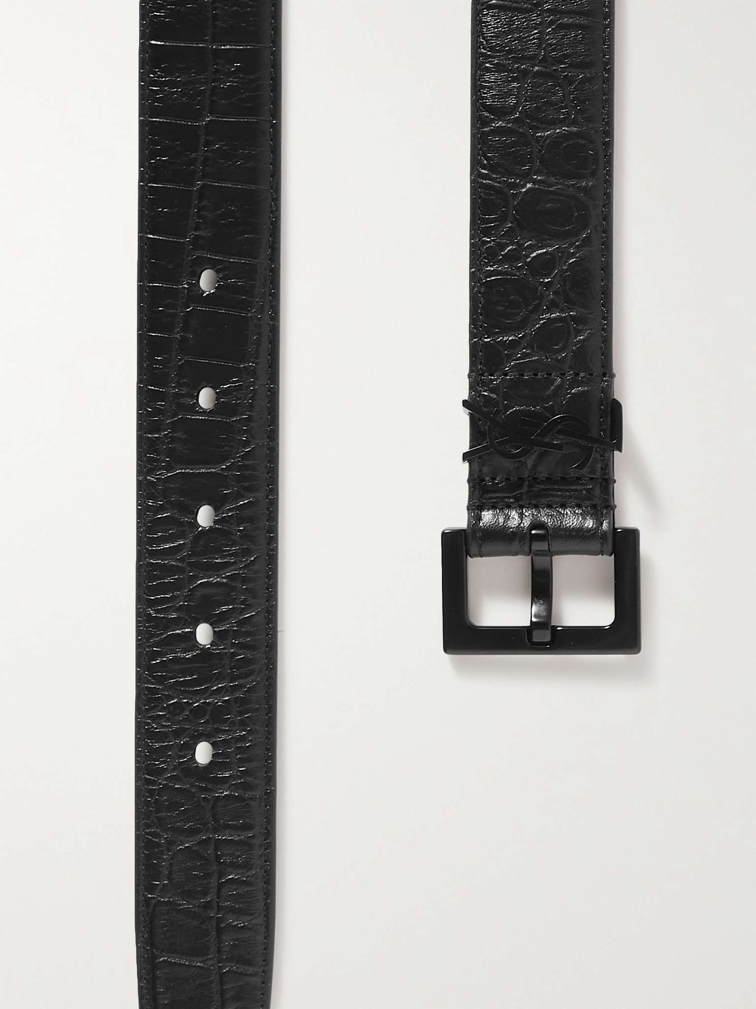 Croc-Effect Leather Belt - 3