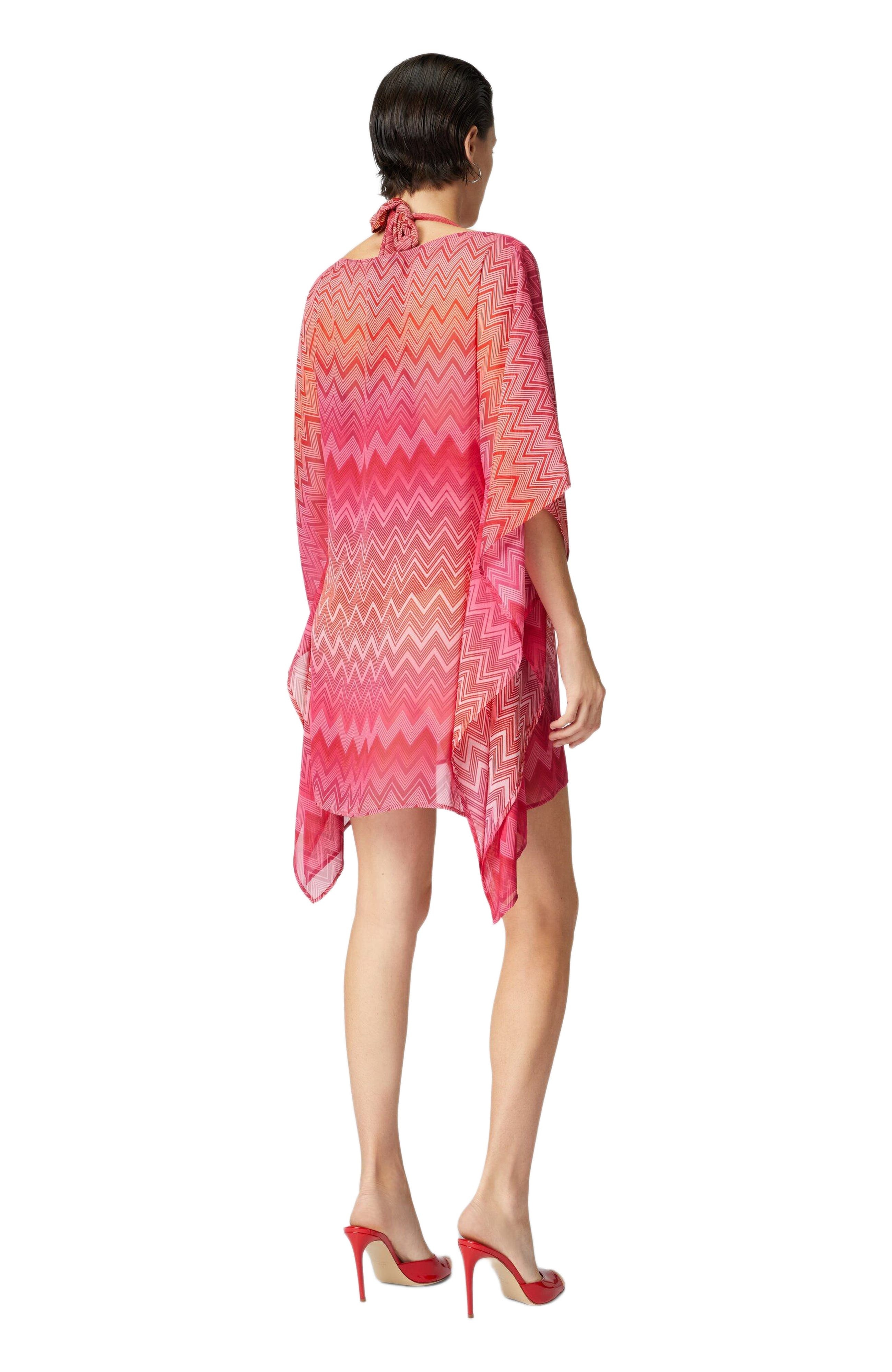 Missoni Short Printed Silk Kaftan With Wide Sleeves in Red at Nordstrom - 3