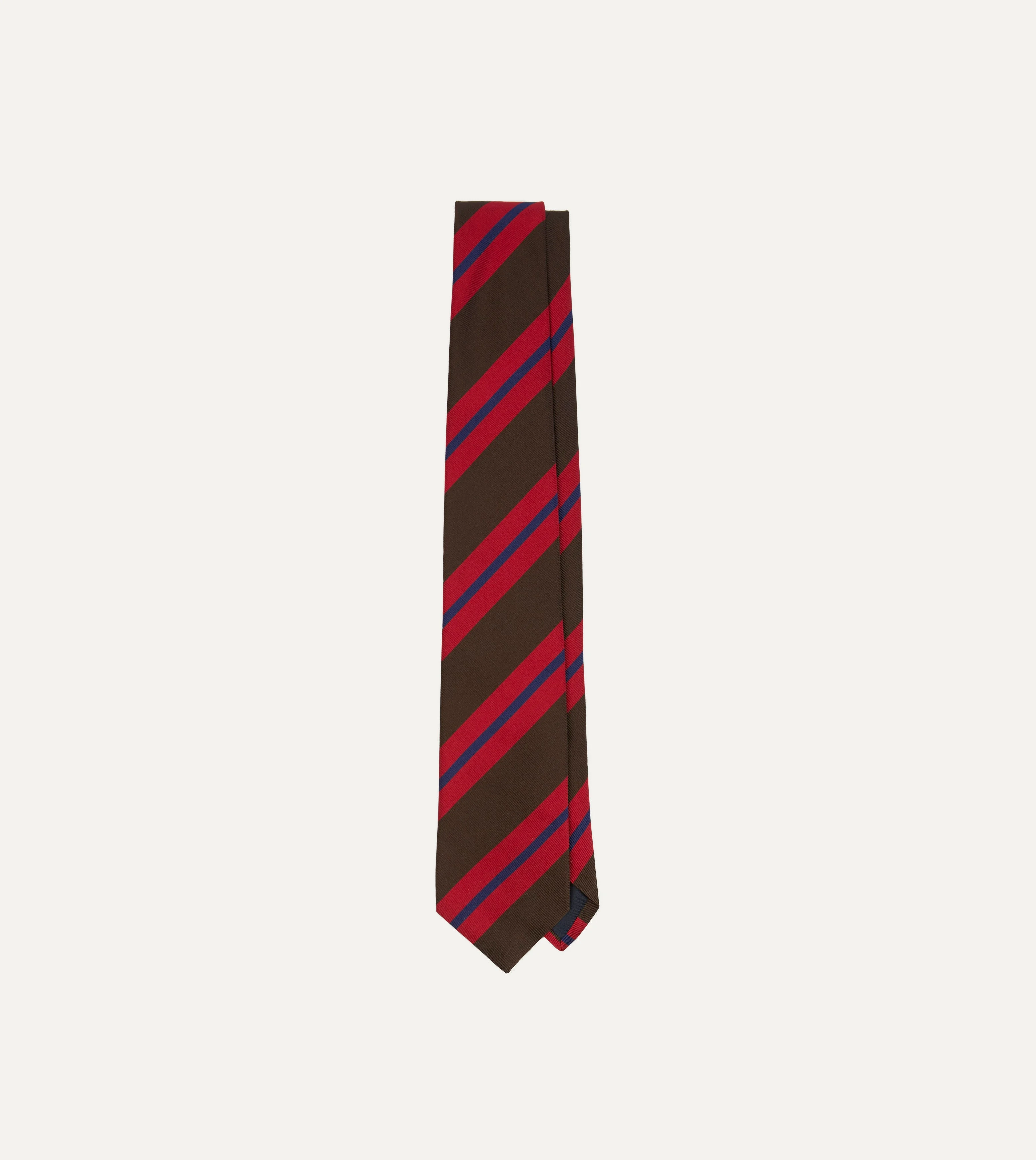 Brown and Red Stripe Mogador Silk Tipped Tie - 1