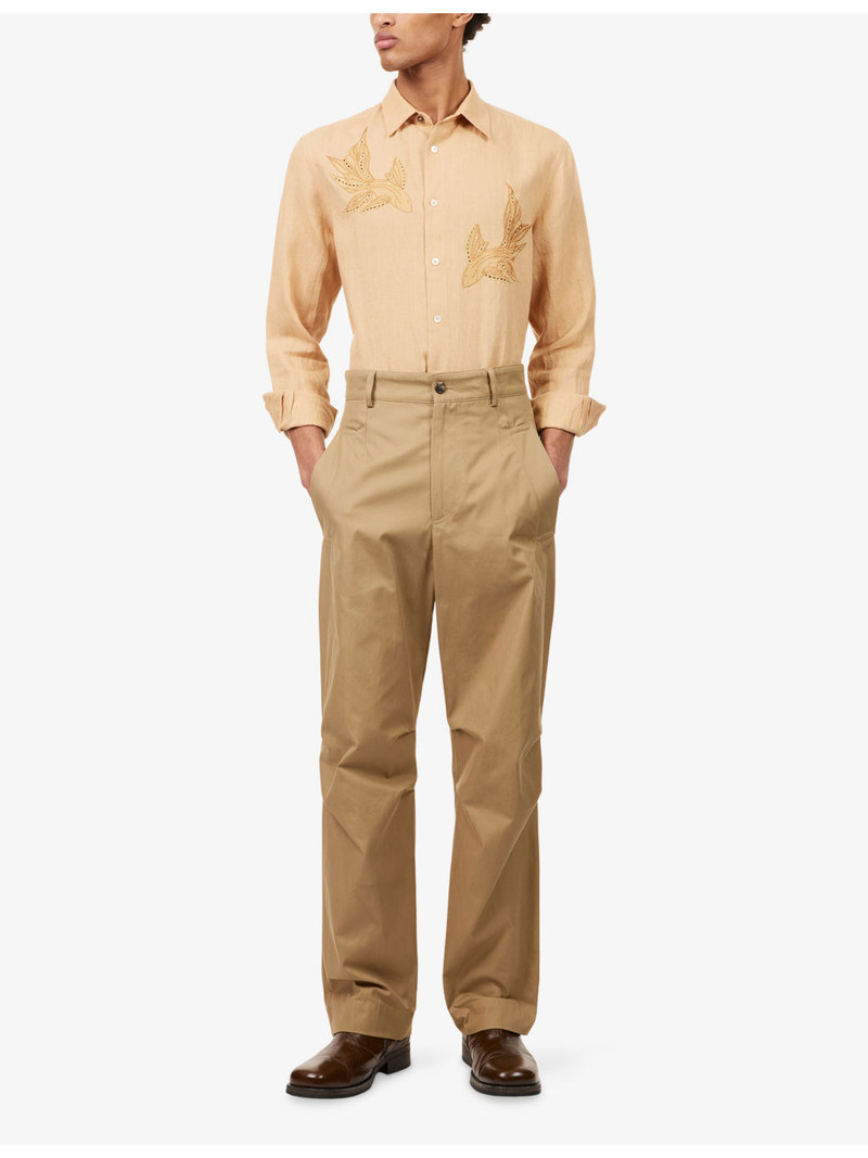 Paul Smith Bird-Embroidered Long-Sleeve Linen Shirt outlook