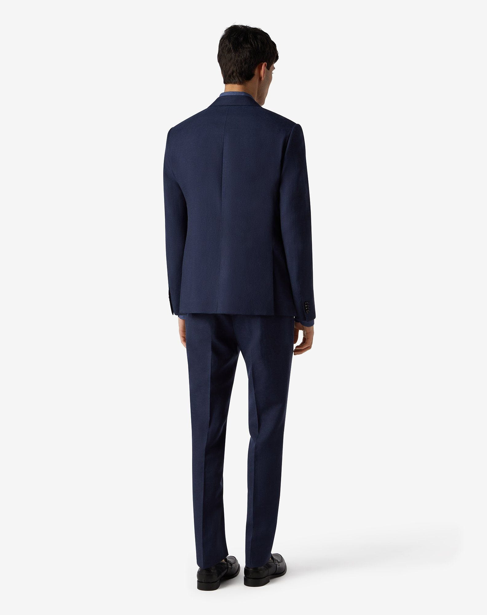 Blue wool and linen suit - 4