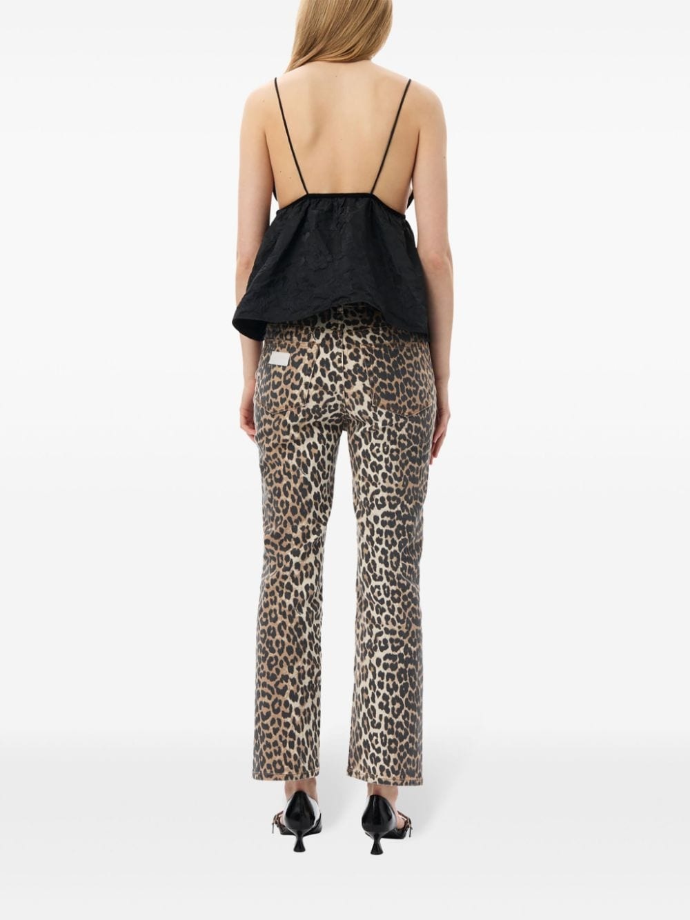 floral-jacquard flared tank top - 5