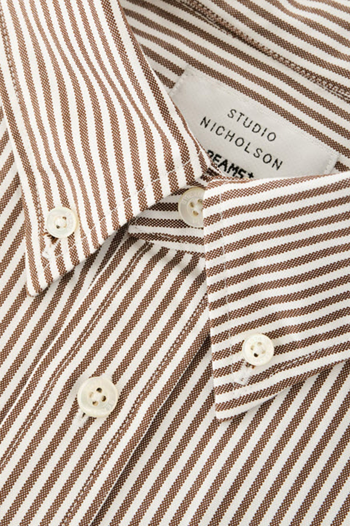 Studio Nicholson x Beams+ Lisa Oxford Shirt - Brown/White Stripe - 2