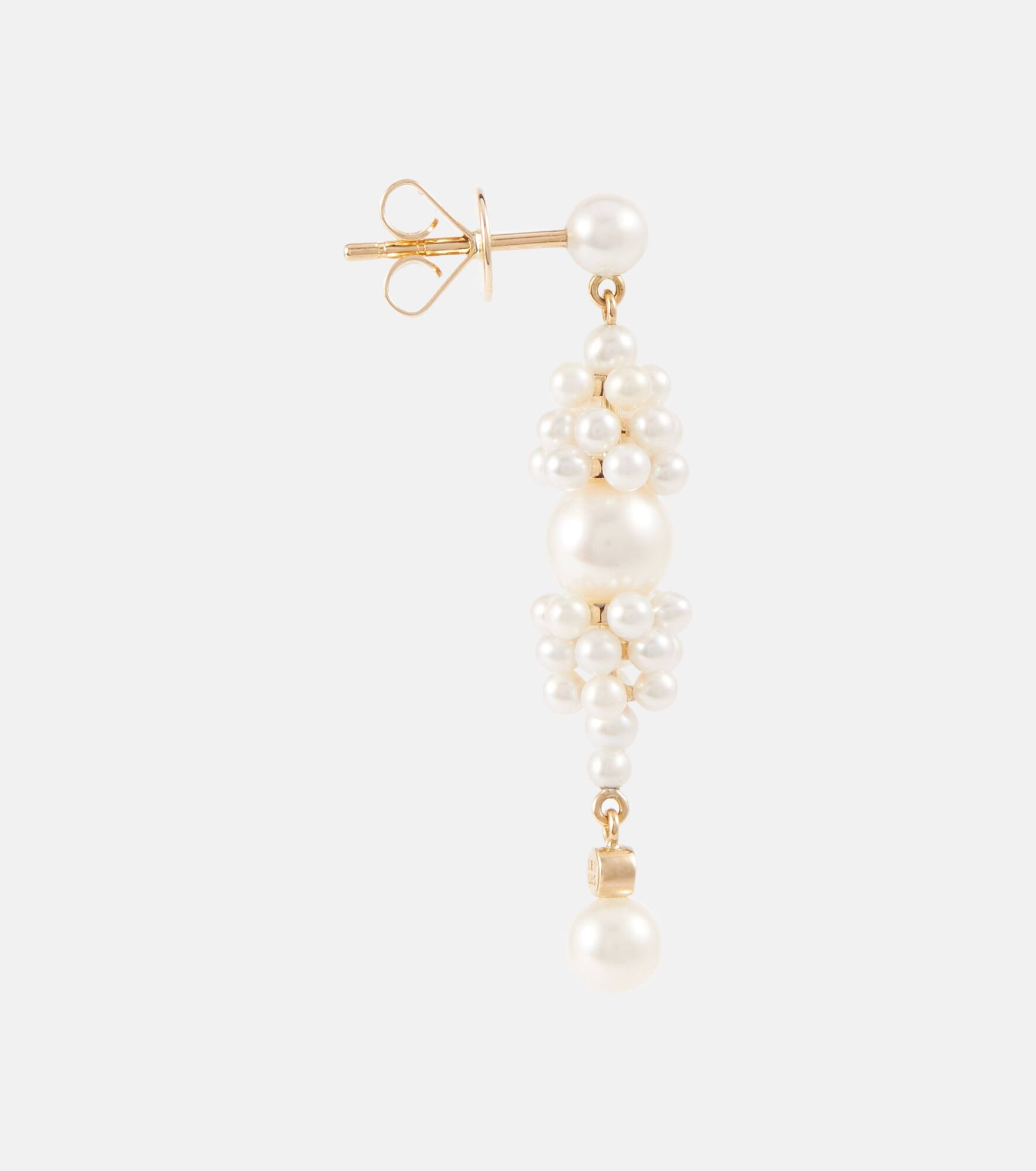 Rêve de Diamant 14kt gold earrings with diamonds and pearls - 4