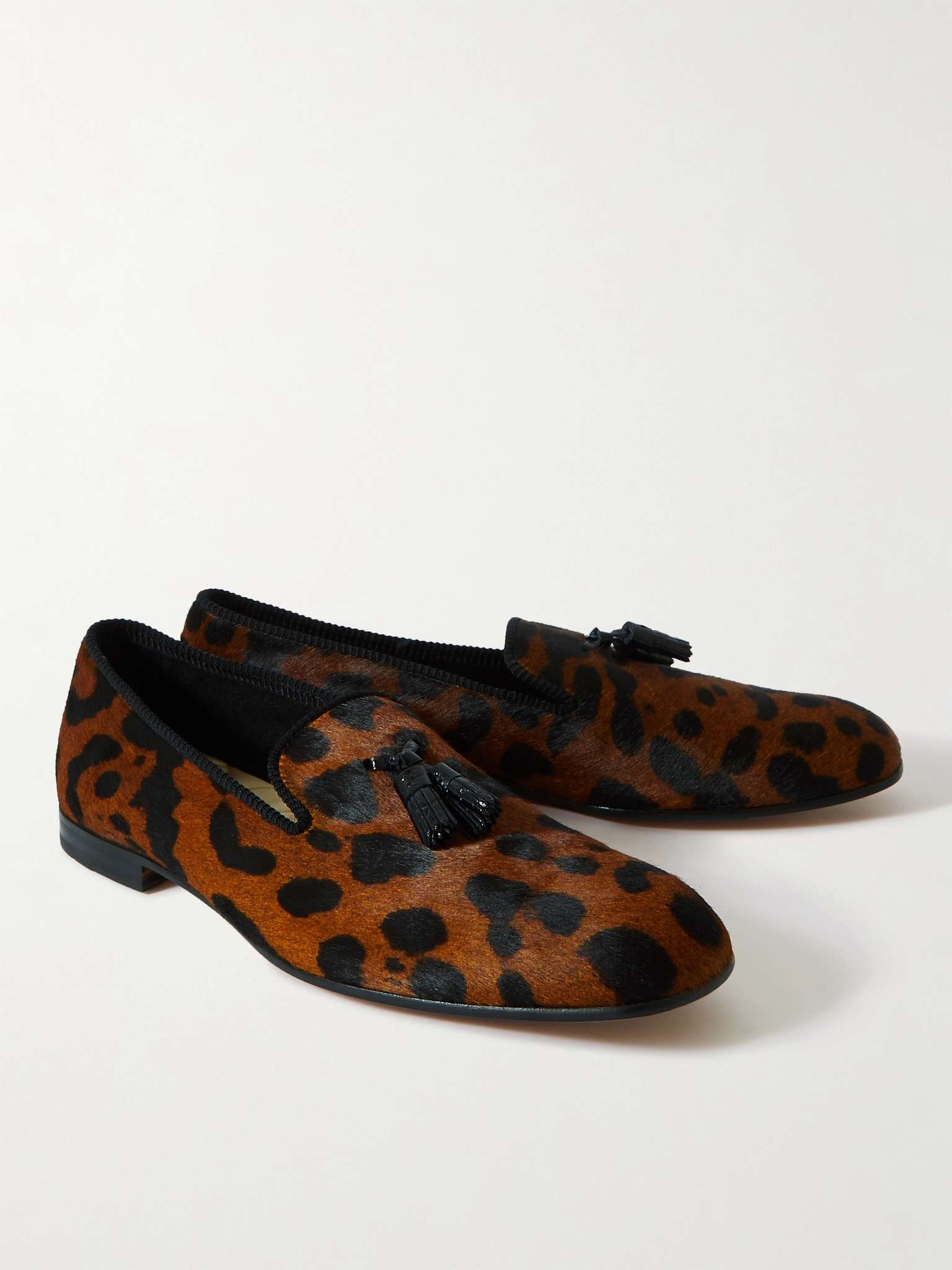 Leather-Trimmed Cheetah-Print Calf Hair Tasselled Loafers - 4