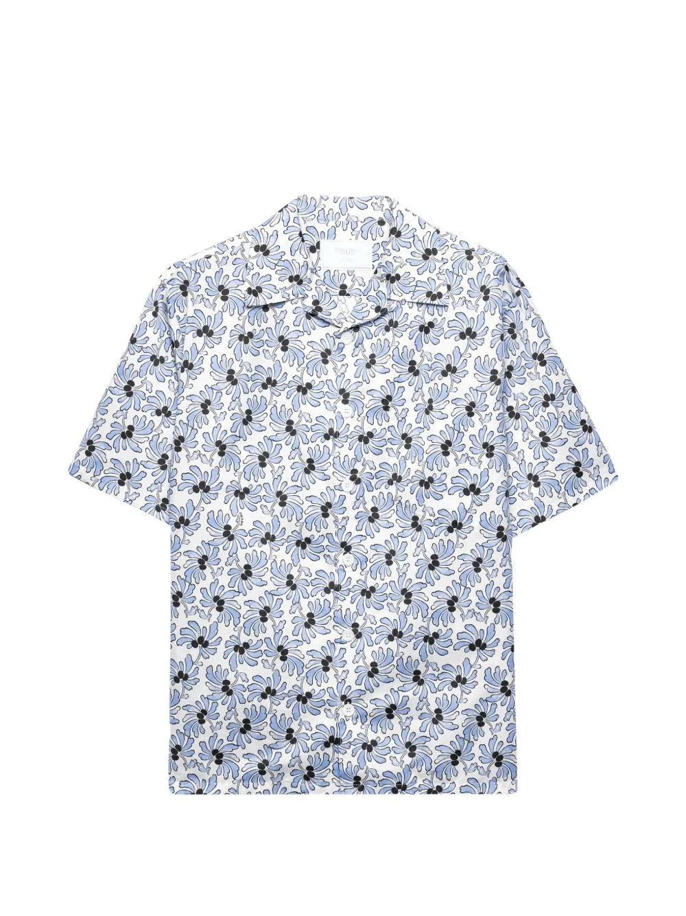 printed cotton blend bowling shirt - 1