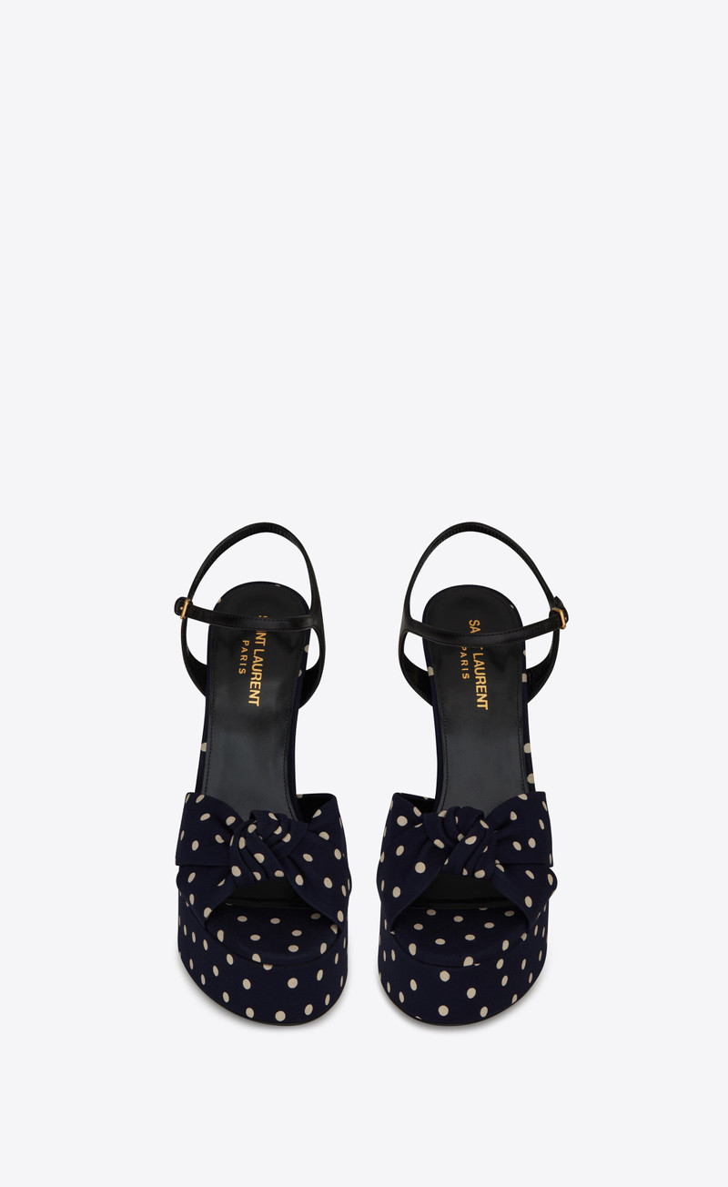 SAINT LAURENT bianca sandals in polka-dot canvas and smooth leather outlook