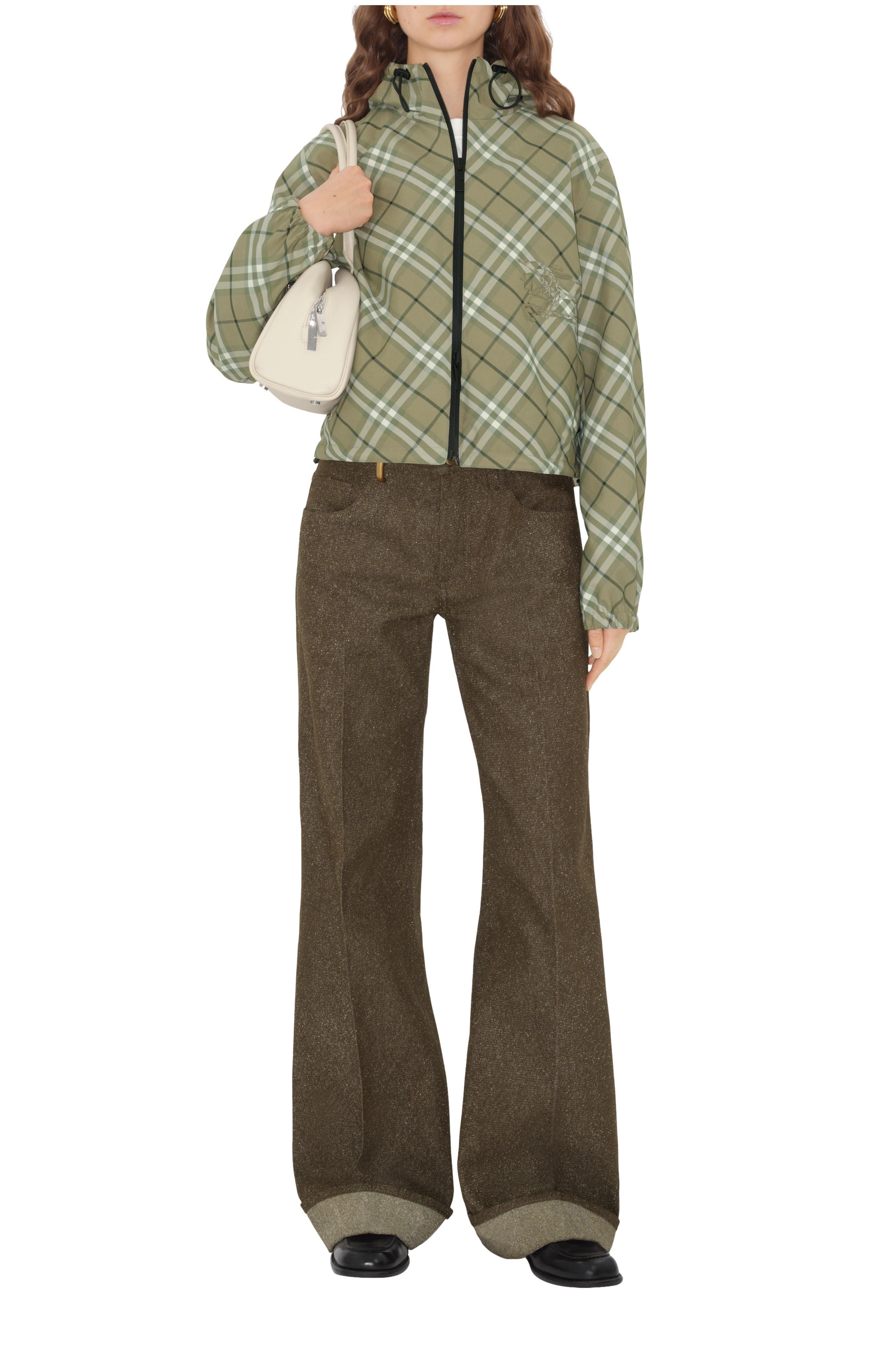burberry Cropped Reversible Check Jacket in Skylark at Nordstrom - 1
