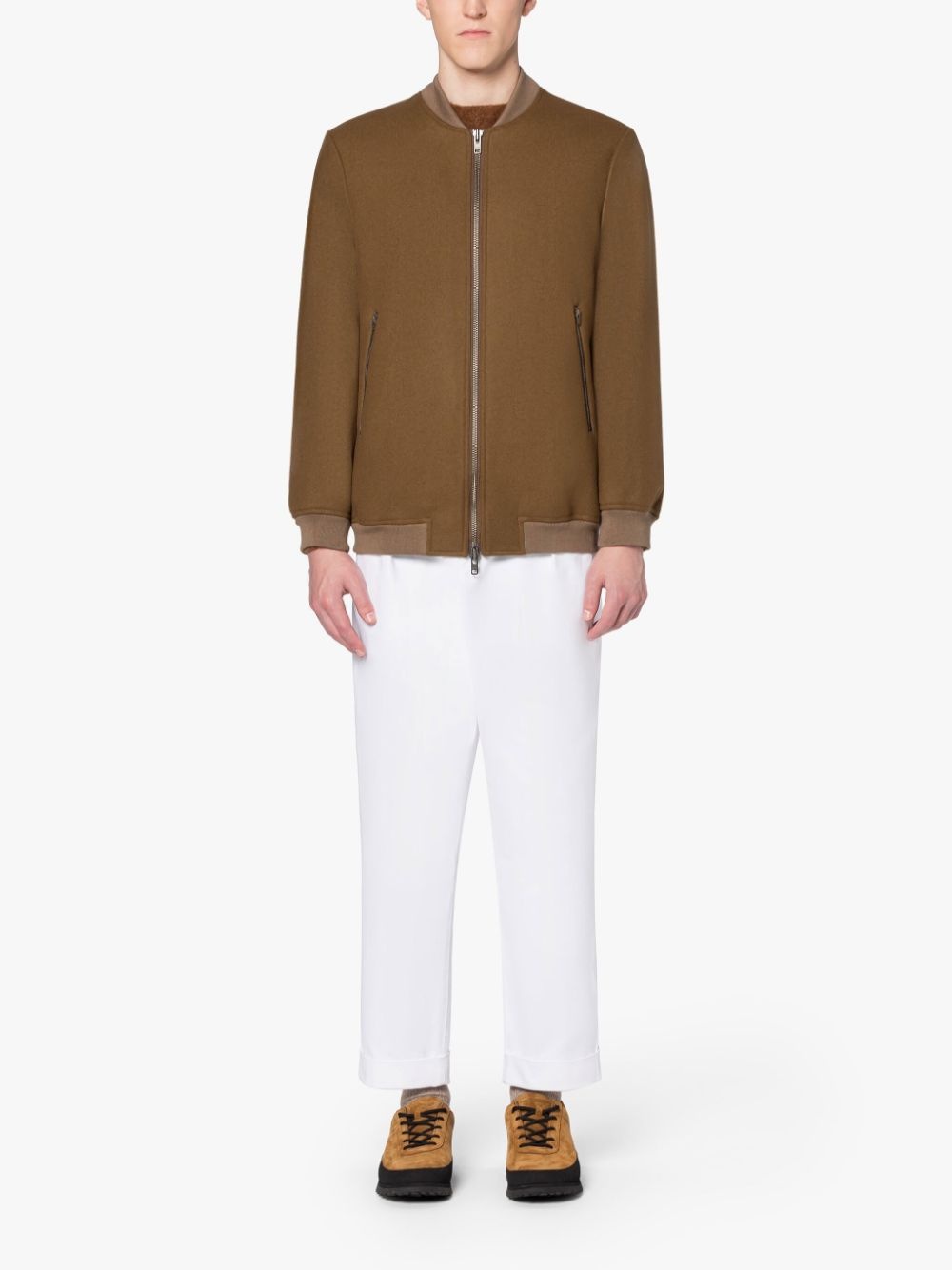 GIRTON DARK CAMEL WOOL BOMBER JACKET - 2