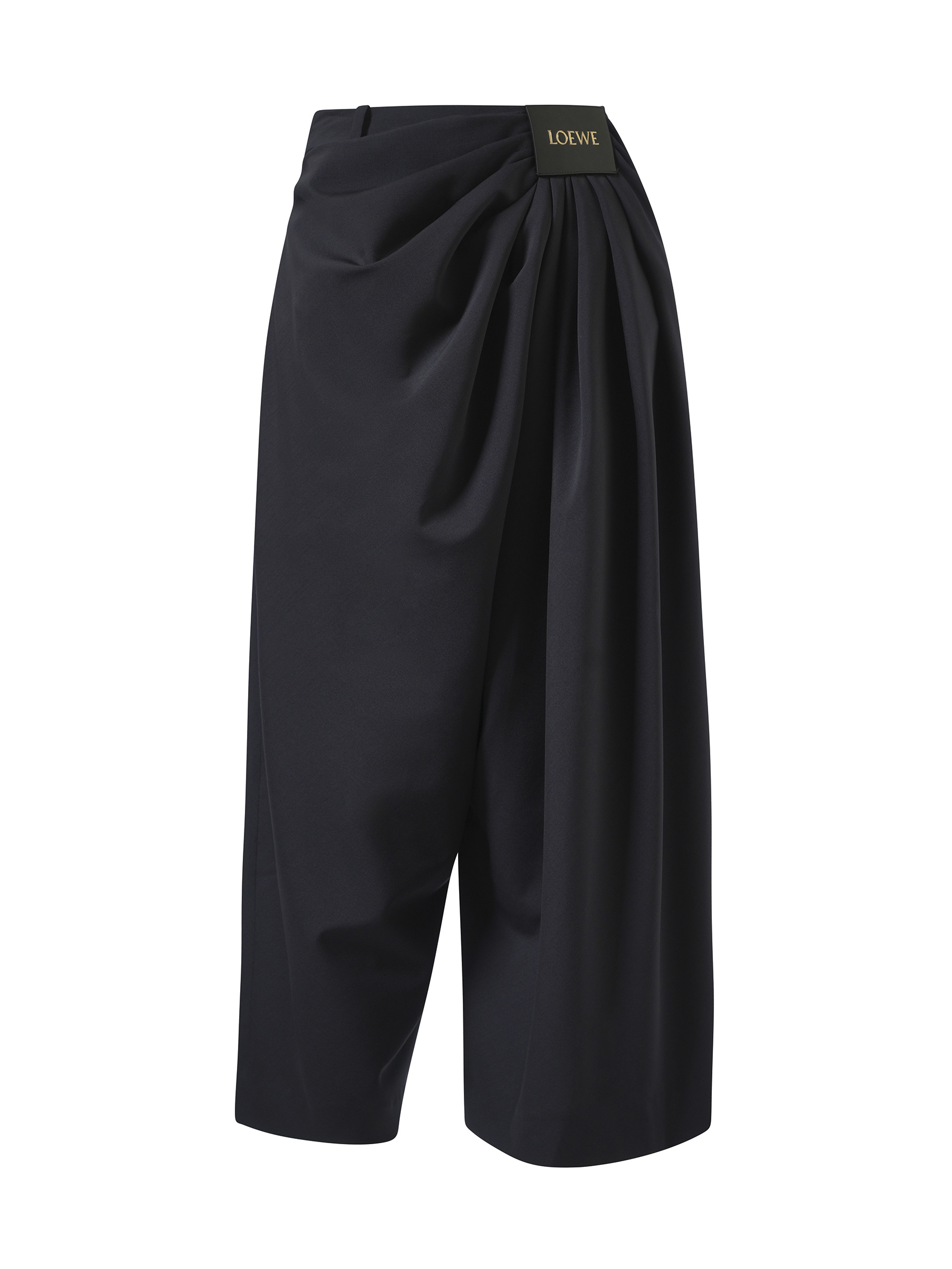 Cropped Draped Trouser in Dark Navy Blue - 2
