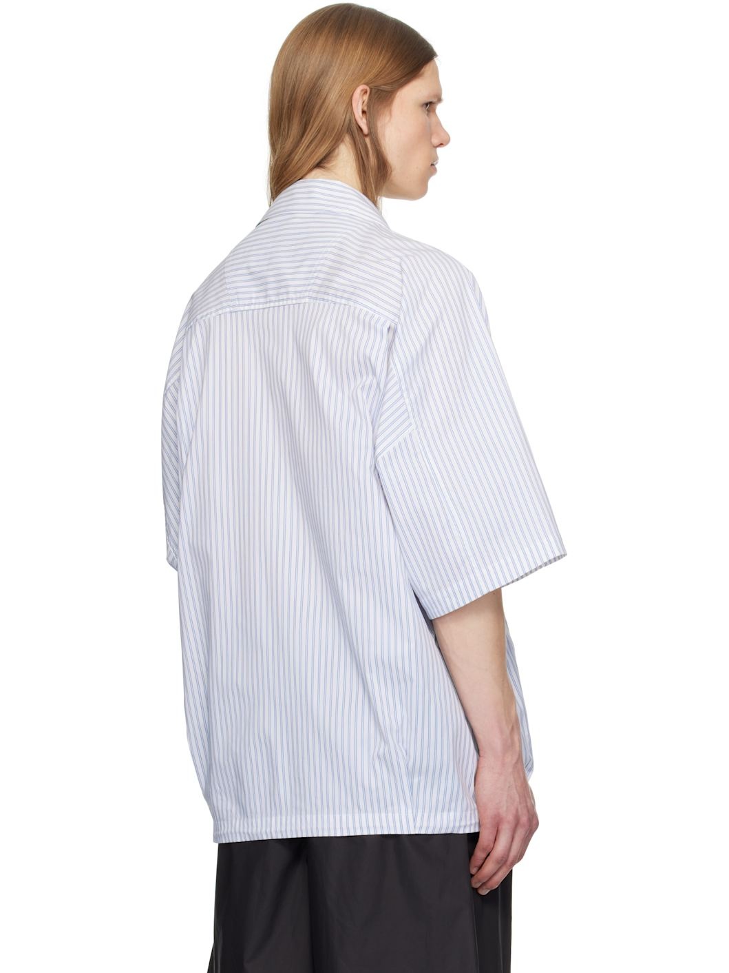 Juun. J Blue Stripe Coach Short Sleeve Shirt - 3