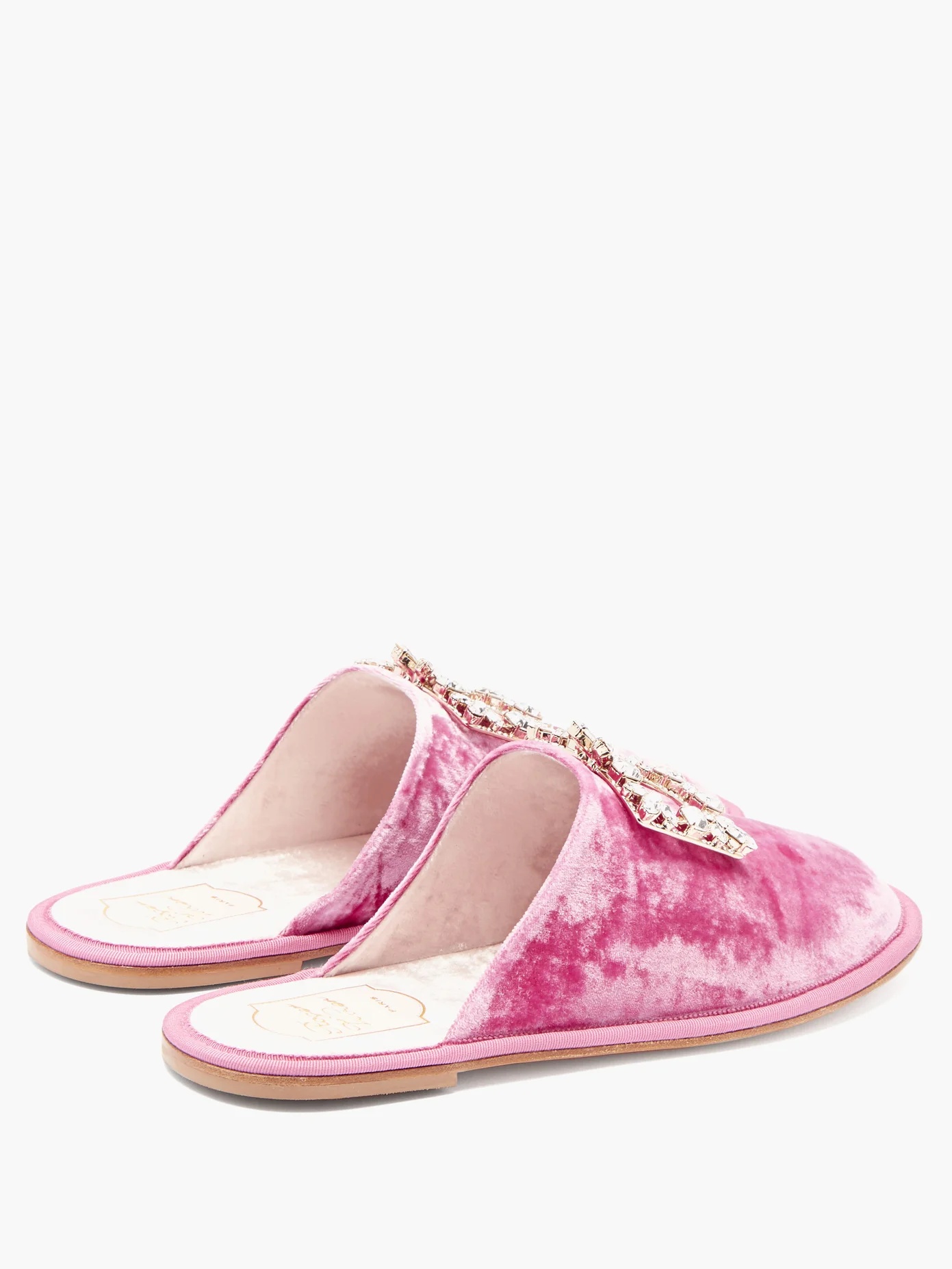 Hotel Vivier crystal-buckle velvet slippers - 4